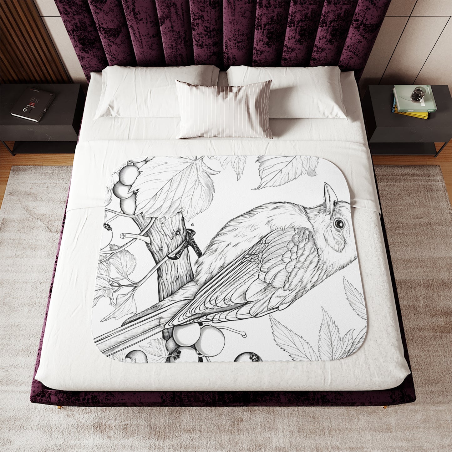 Blanket Coloring Kit with 10 Fabric Markers - Perching Bird