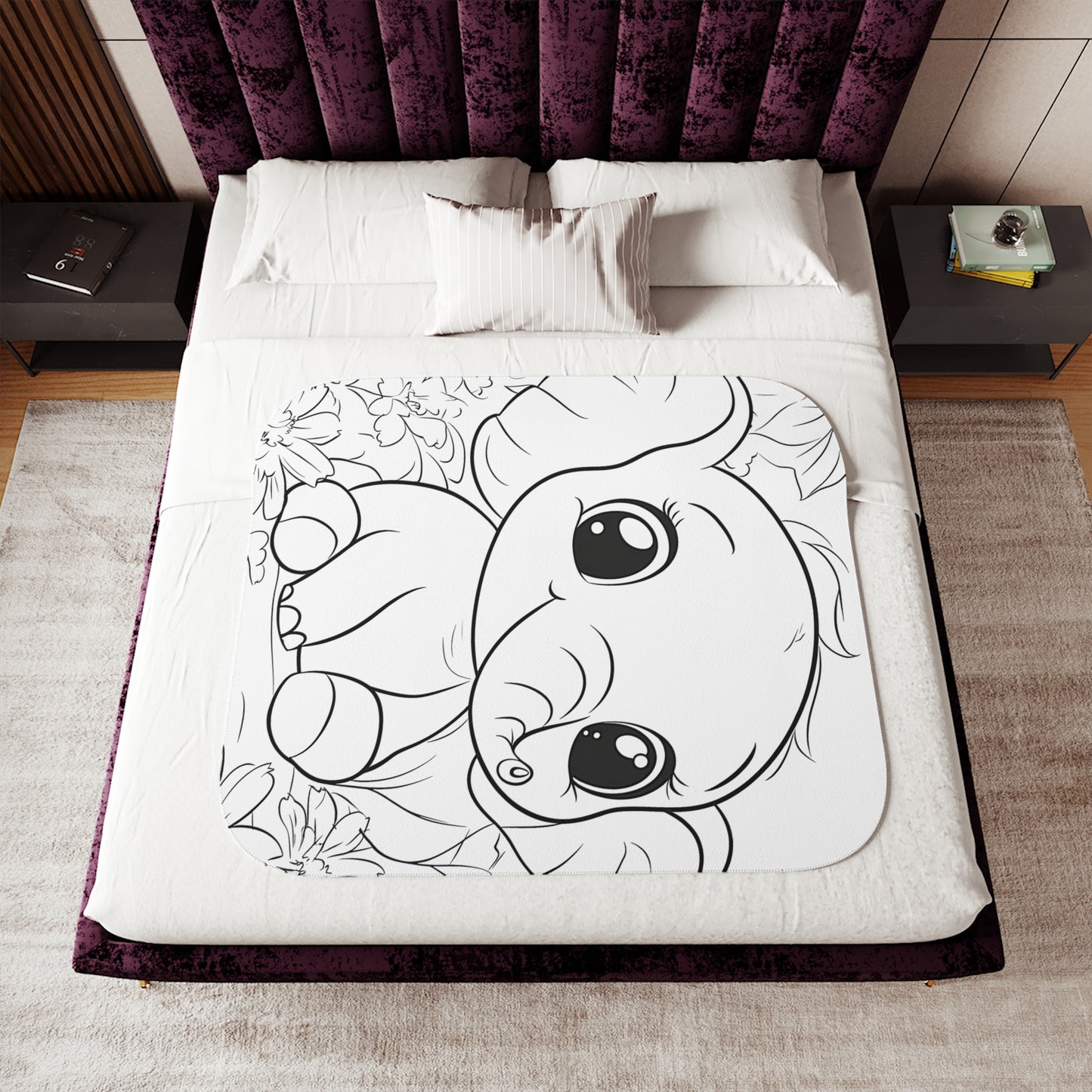 Blanket Coloring Kit with 10 Fabric Markers - Baby Elephant in Nature