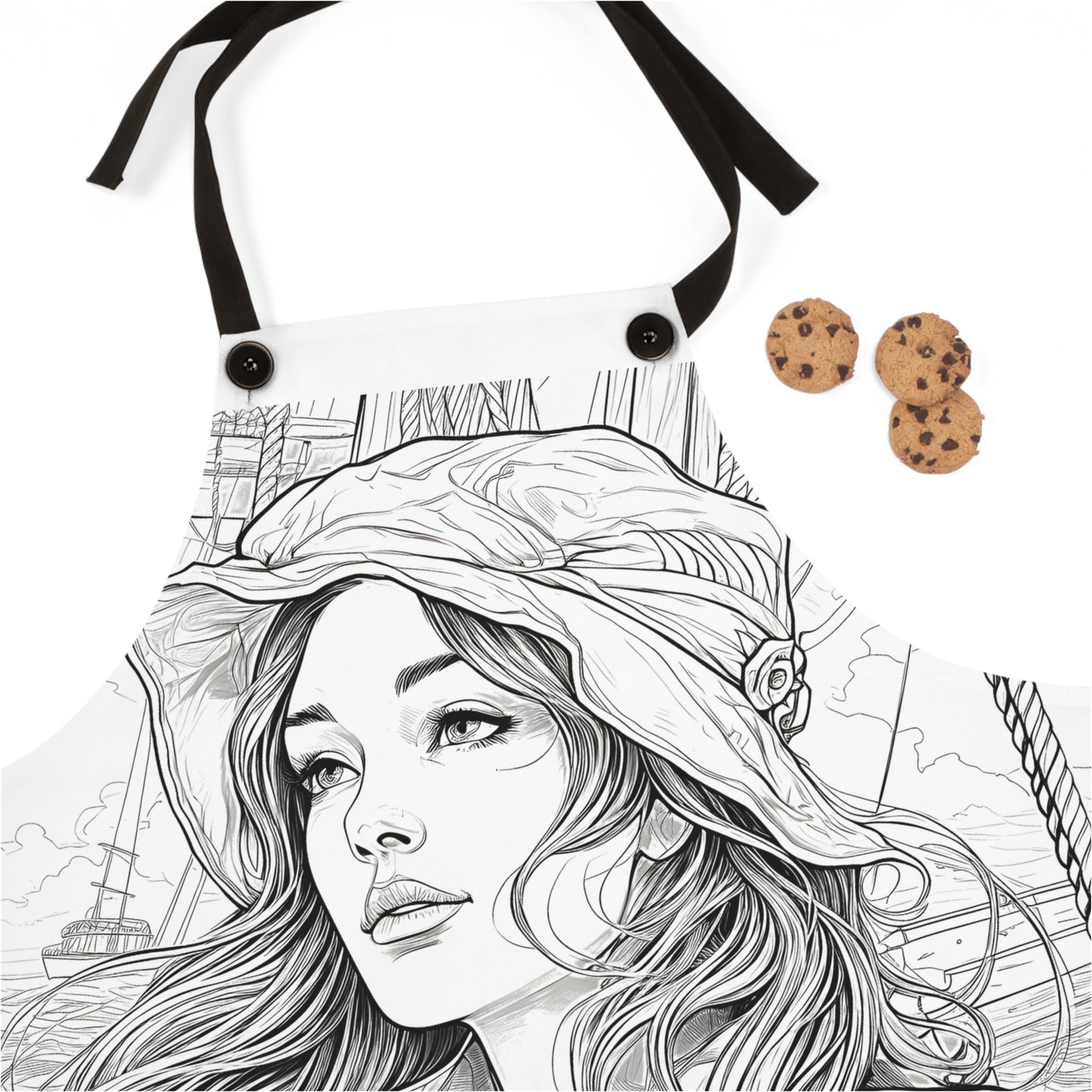 Apron Coloring Kit with 10 Fabric Markers - Female Pirate