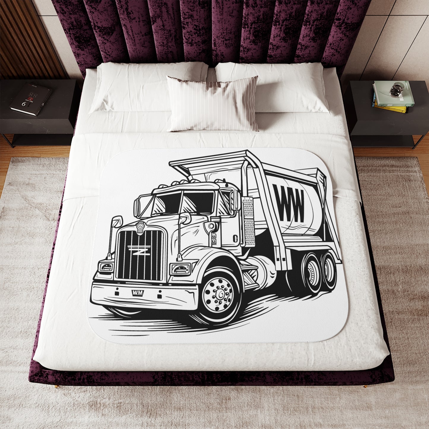 Blanket Coloring Kit with 10 Fabric Markers - Garbage Truck