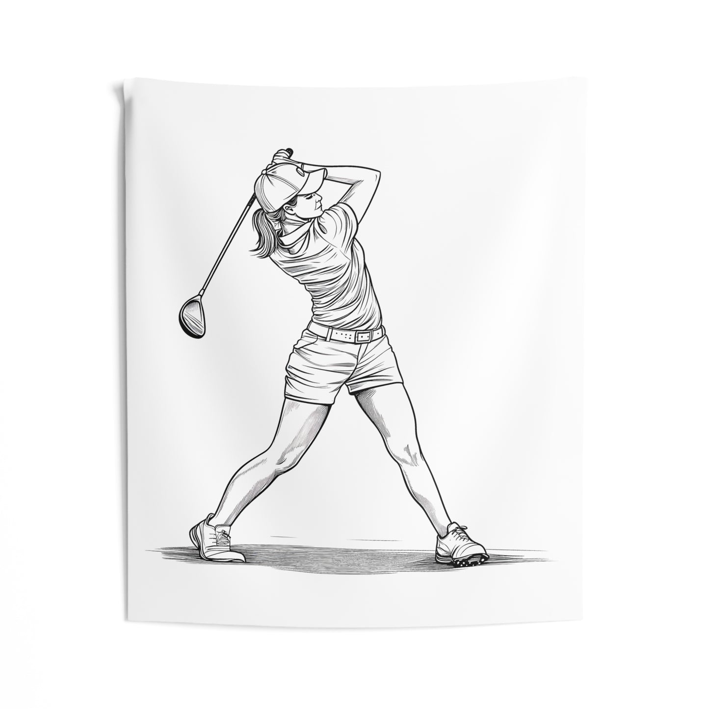 Indoor Wall Tapestries Coloring Kit with 10 Fabric Markers - Female Golfer