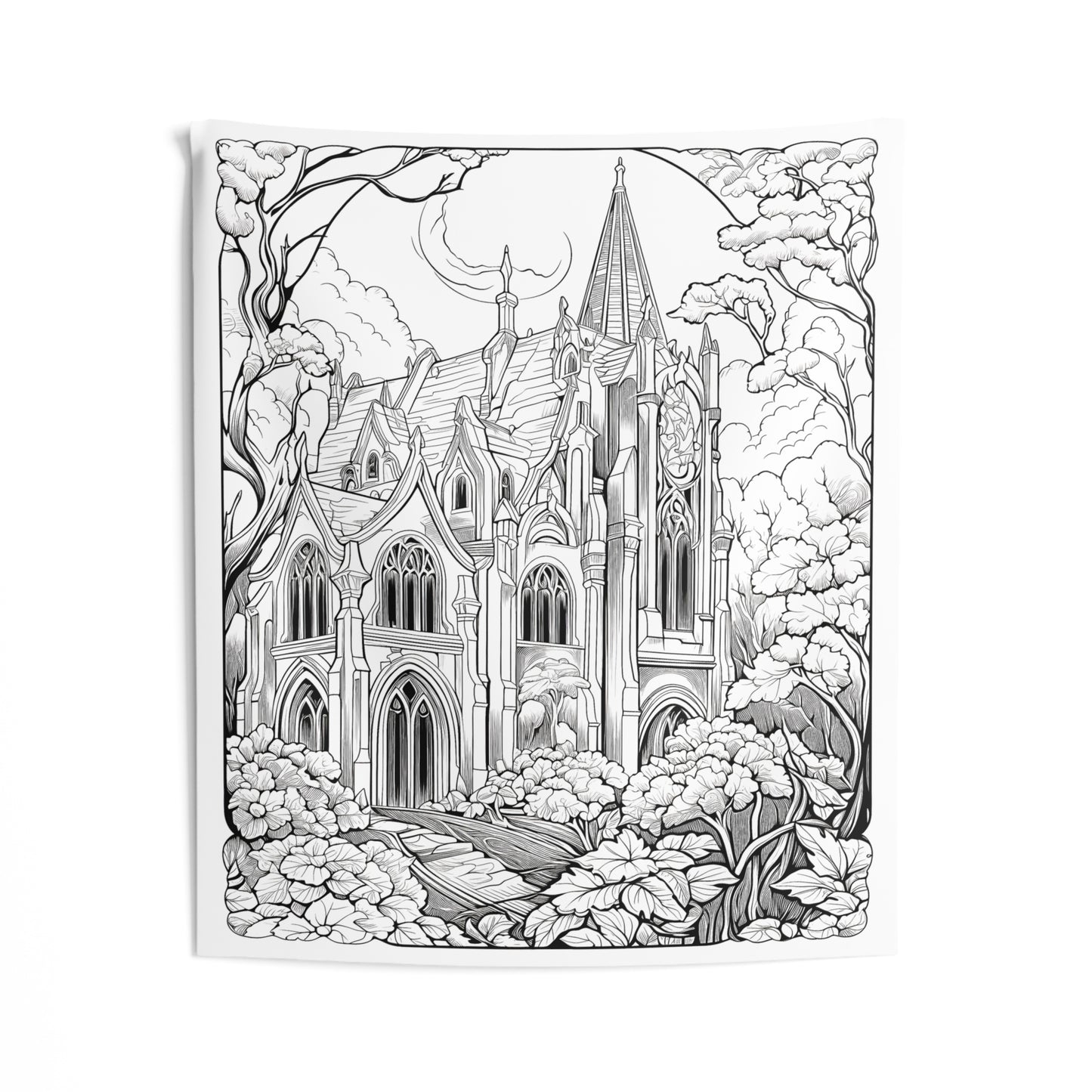 Indoor Wall Tapestries Coloring Kit with 10 Fabric Markers - Gothic Cathedral