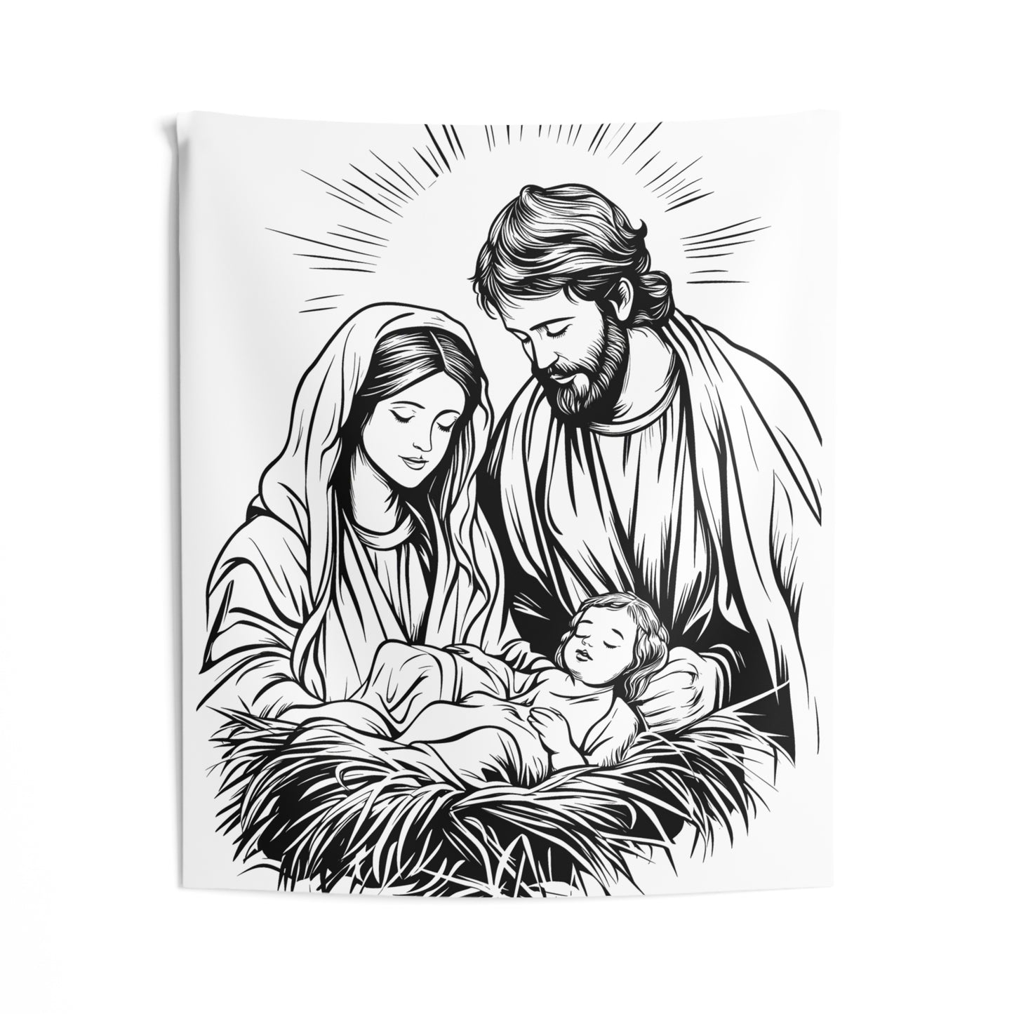 Indoor Wall Tapestries Coloring Kit with 10 Fabric Markers - Holy Family