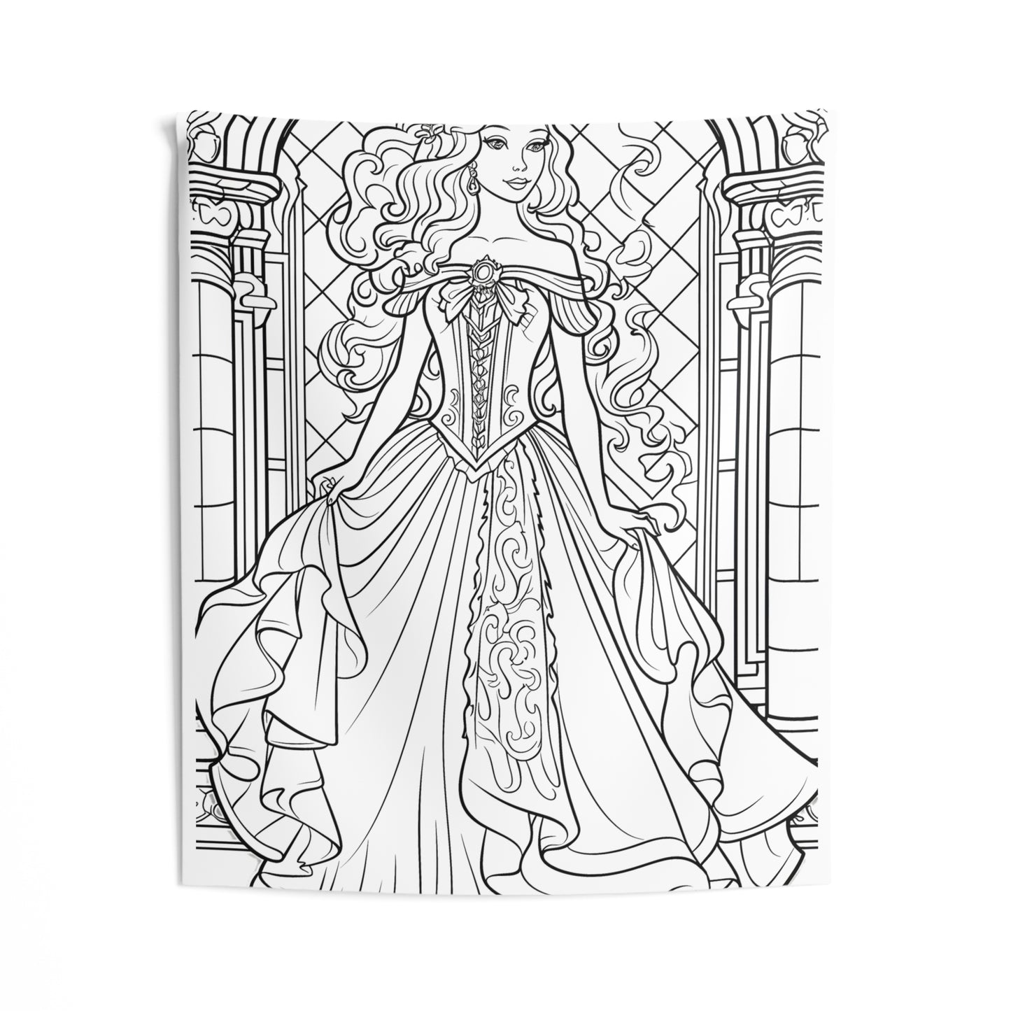 Indoor Wall Tapestries Coloring Kit with 10 Fabric Markers - Elegant Princess