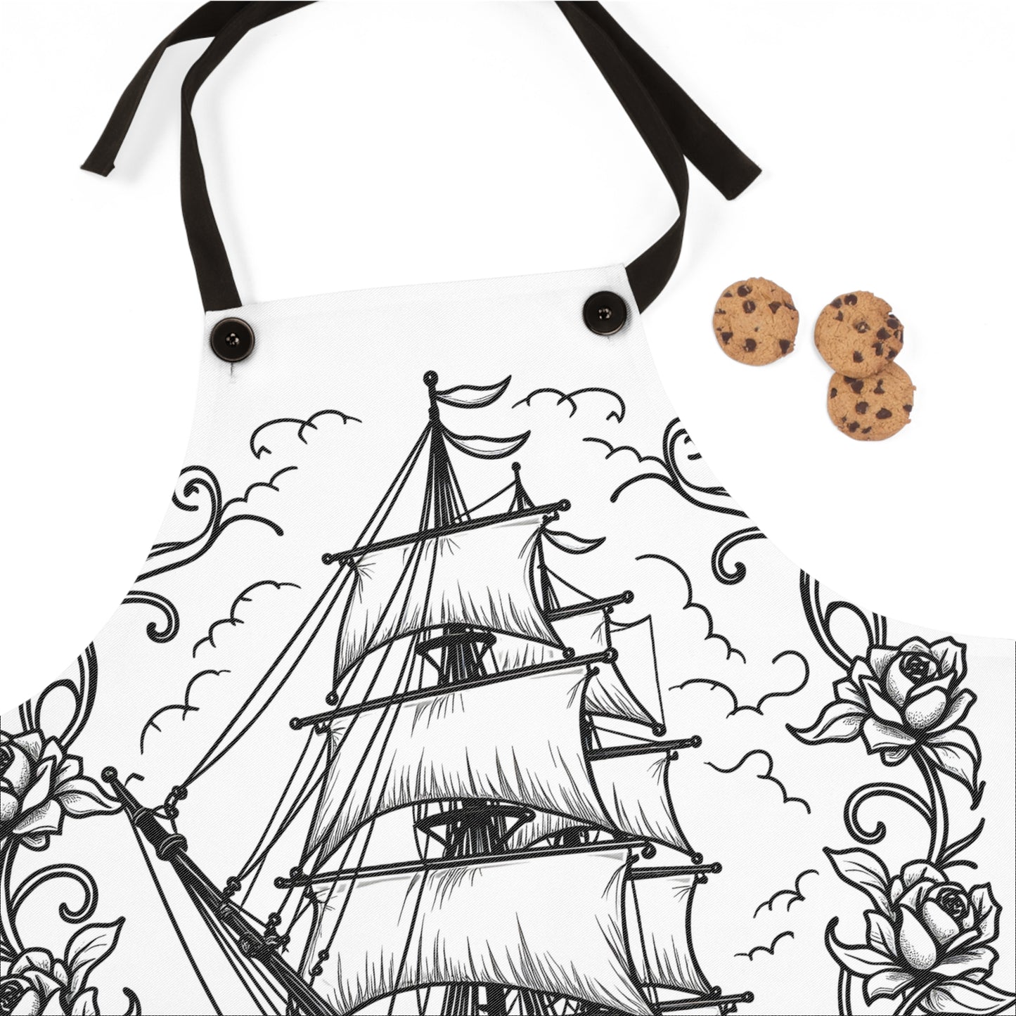 Apron Coloring Kit with 10 Fabric Markers - Sailing Ship
