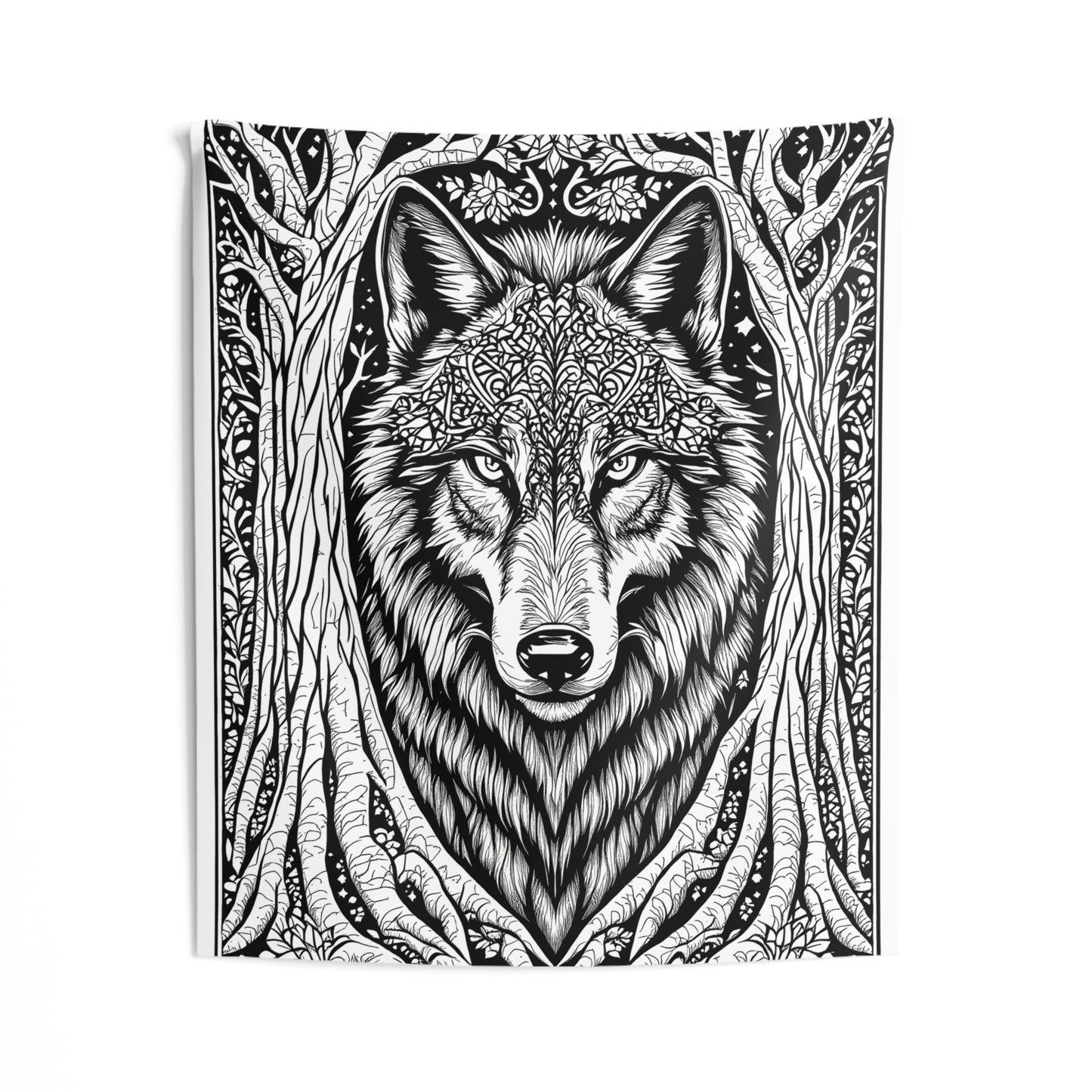 Indoor Wall Tapestries Coloring Kit with 10 Fabric Markers - Wolf