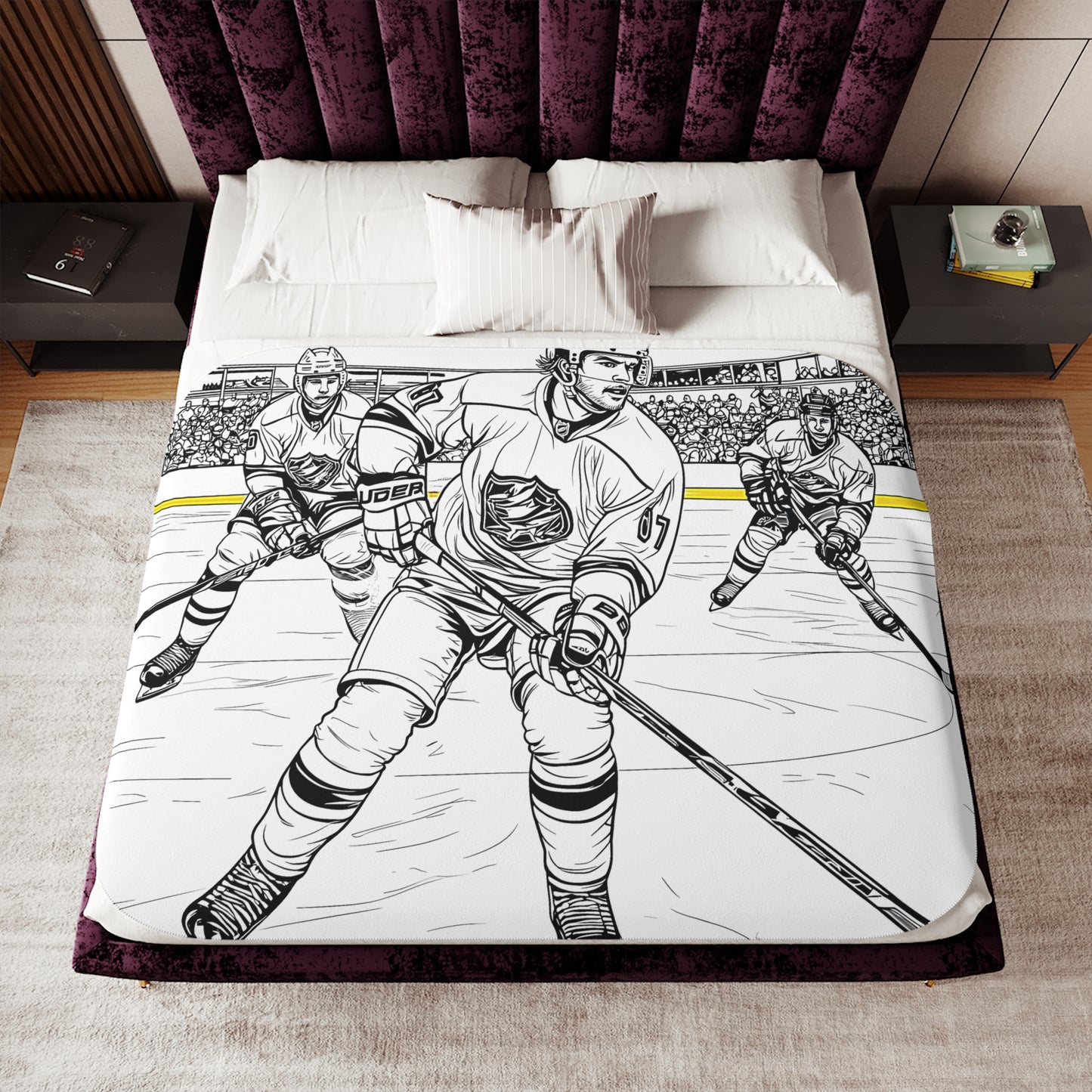 Blanket Coloring Kit with 10 Fabric Markers - Ice Hockey