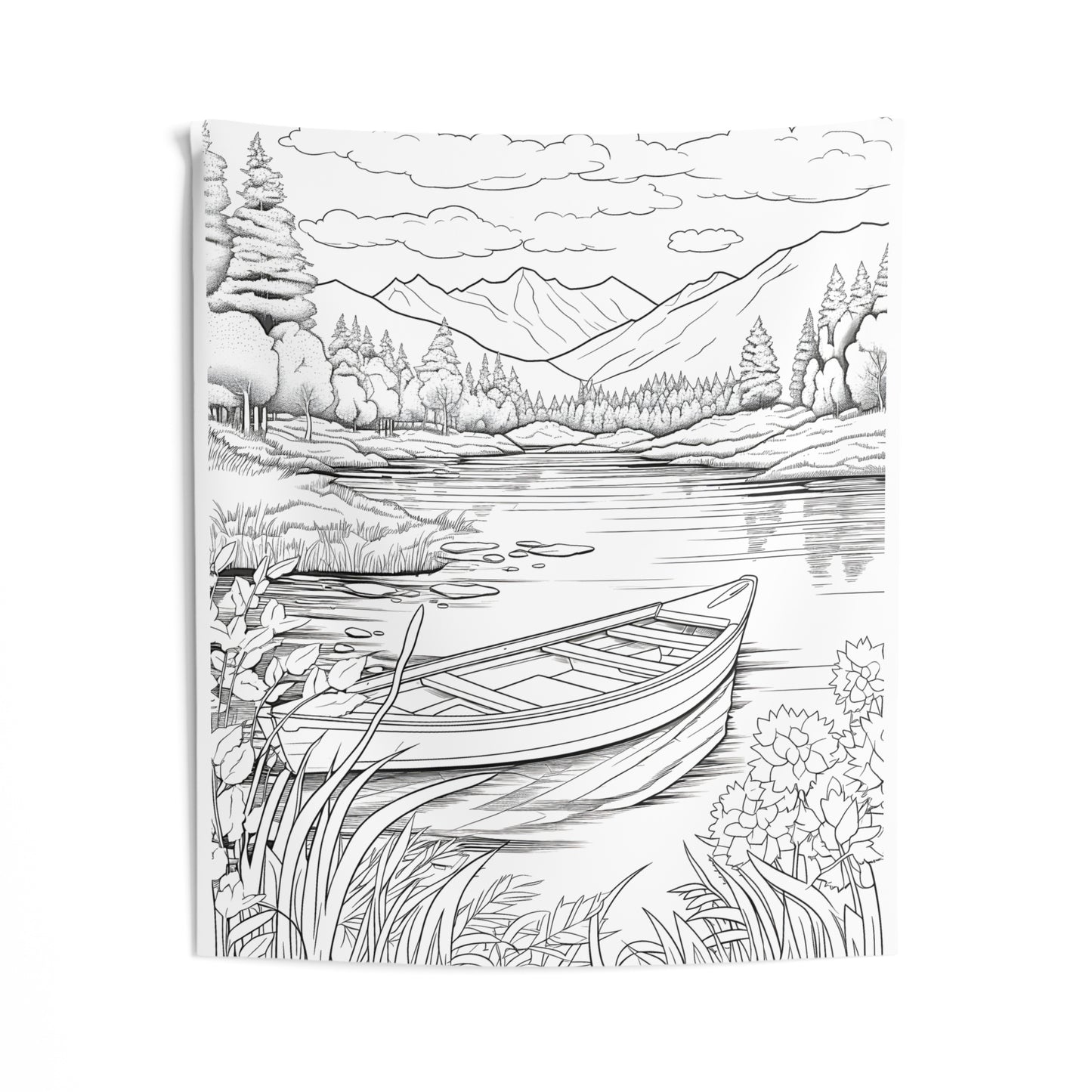 Indoor Wall Tapestries Coloring Kit with 10 Fabric Markers - Mountain Lake