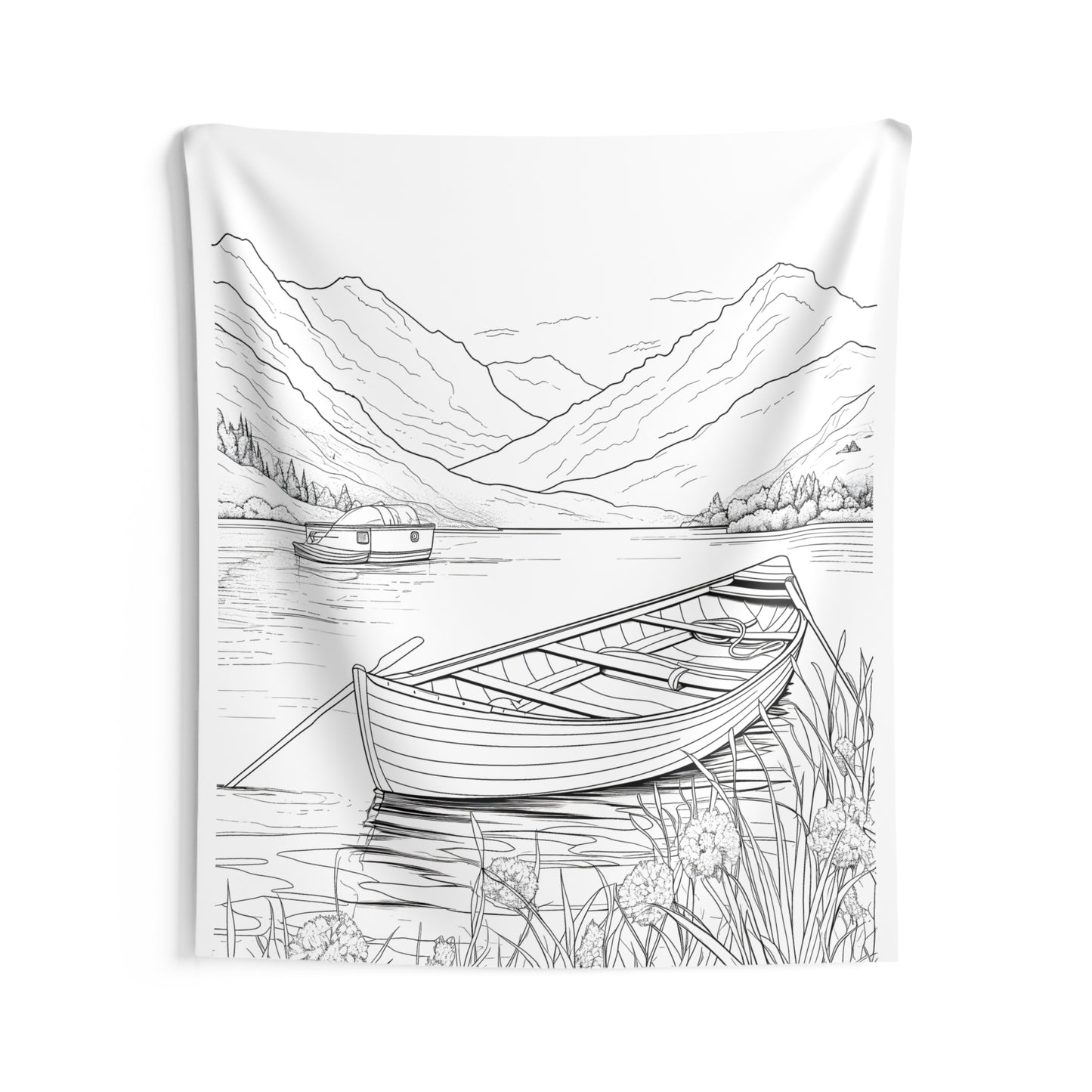 Indoor Wall Tapestries Coloring Kit with 10 Fabric Markers - Rowboat on a Lake