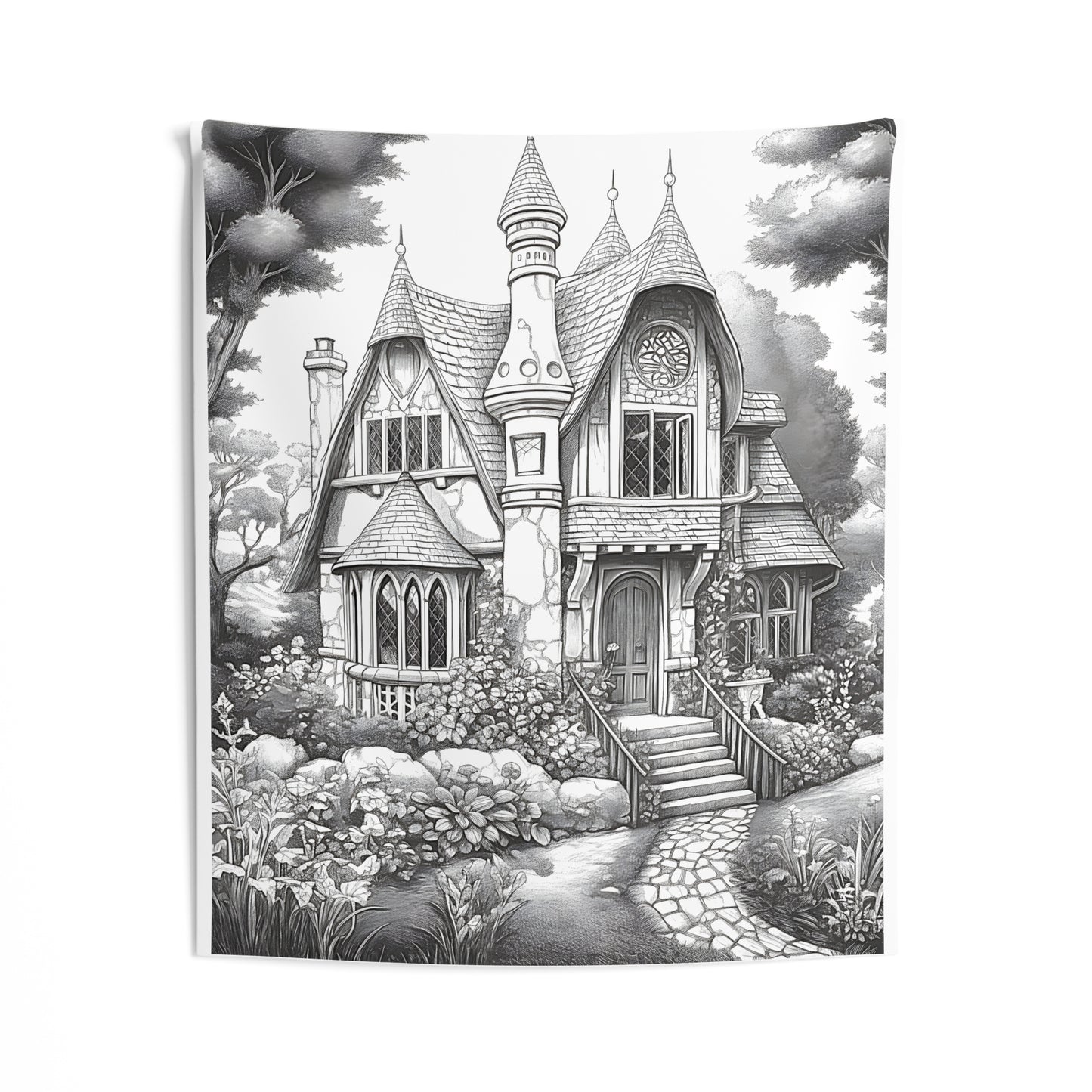 Indoor Wall Tapestries Coloring Kit with 10 Fabric Markers - Fantasy Cottage