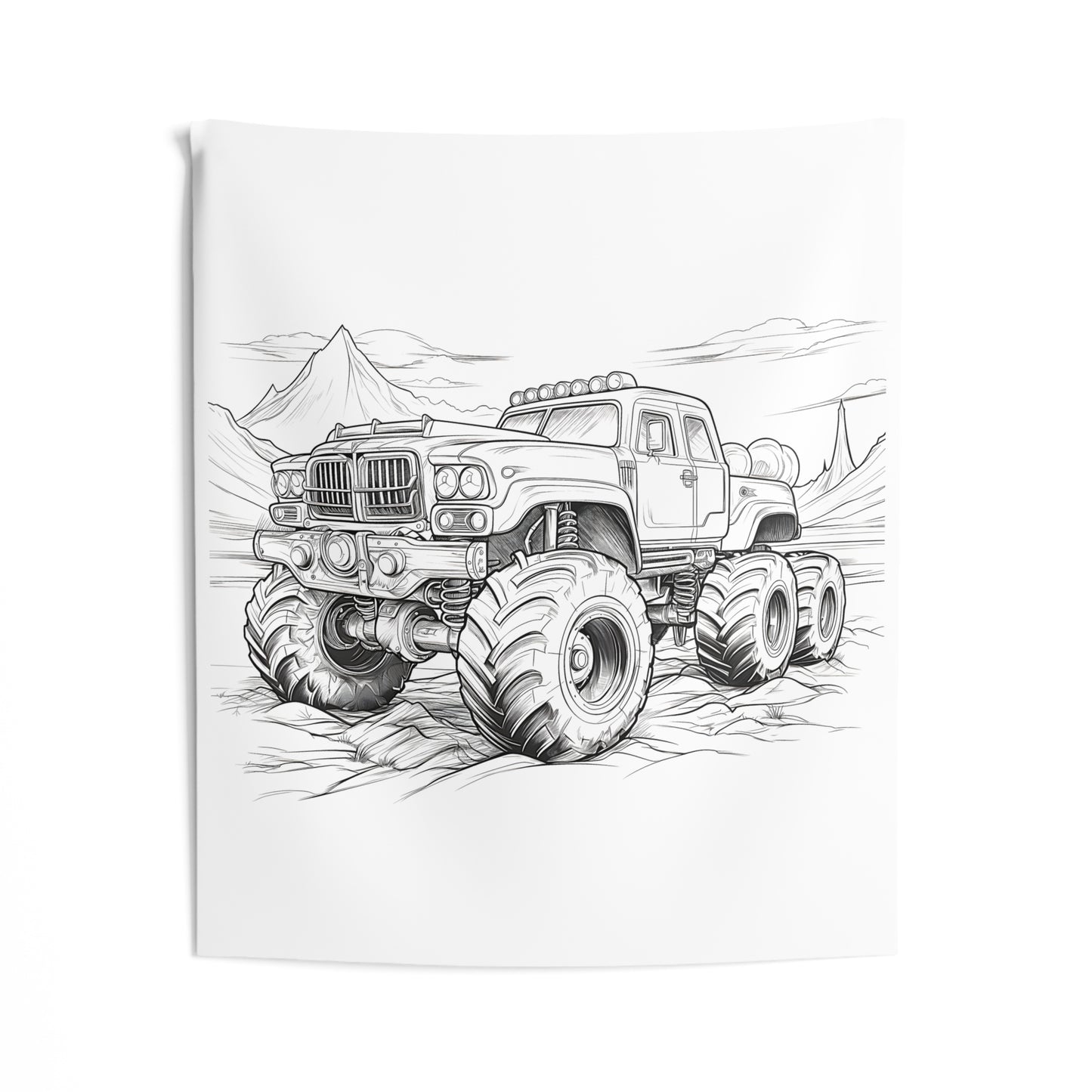 Indoor Wall Tapestries Coloring Kit with 10 Fabric Markers - Monster Truck