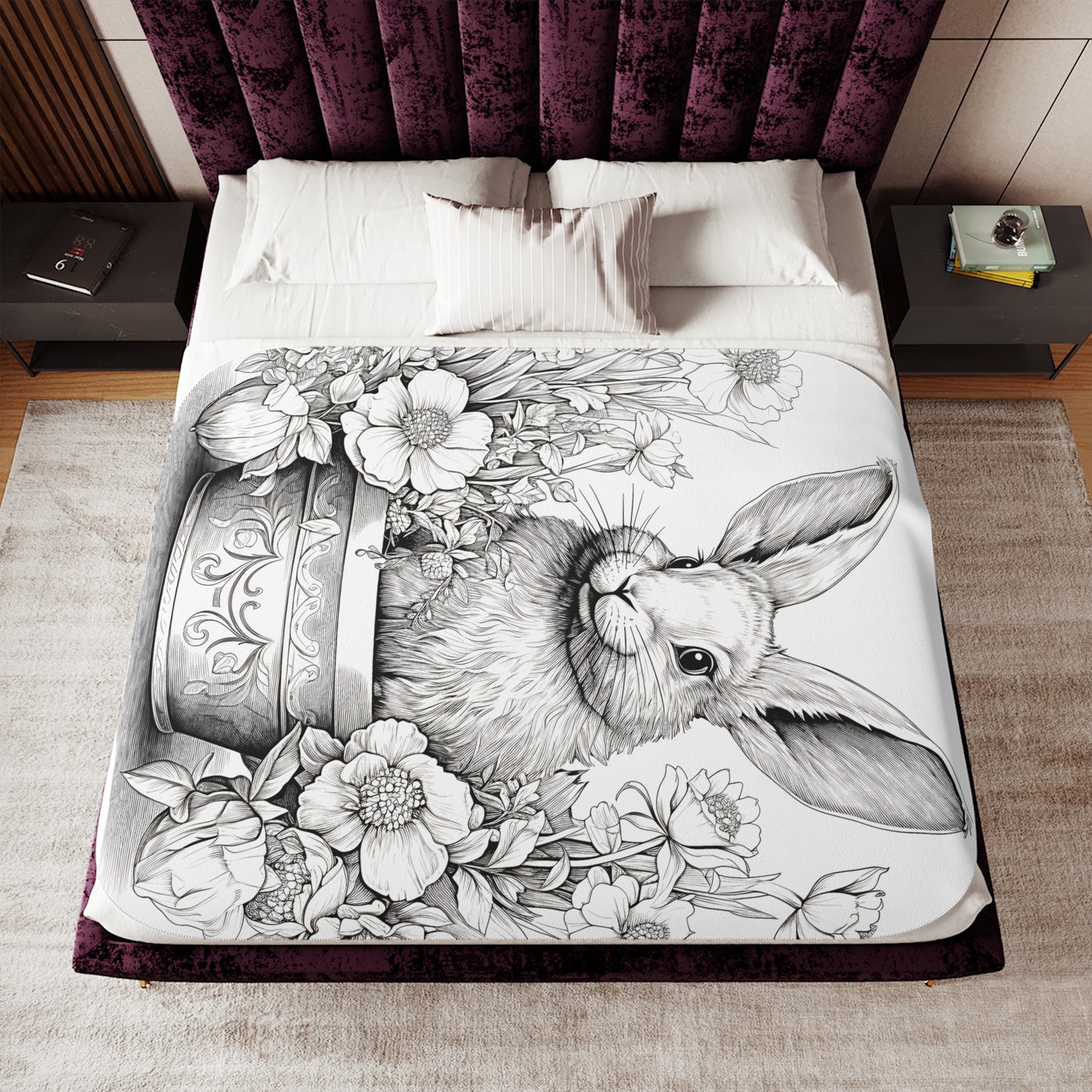 Blanket Coloring Kit with 10 Fabric Markers - Rabbit in Garden