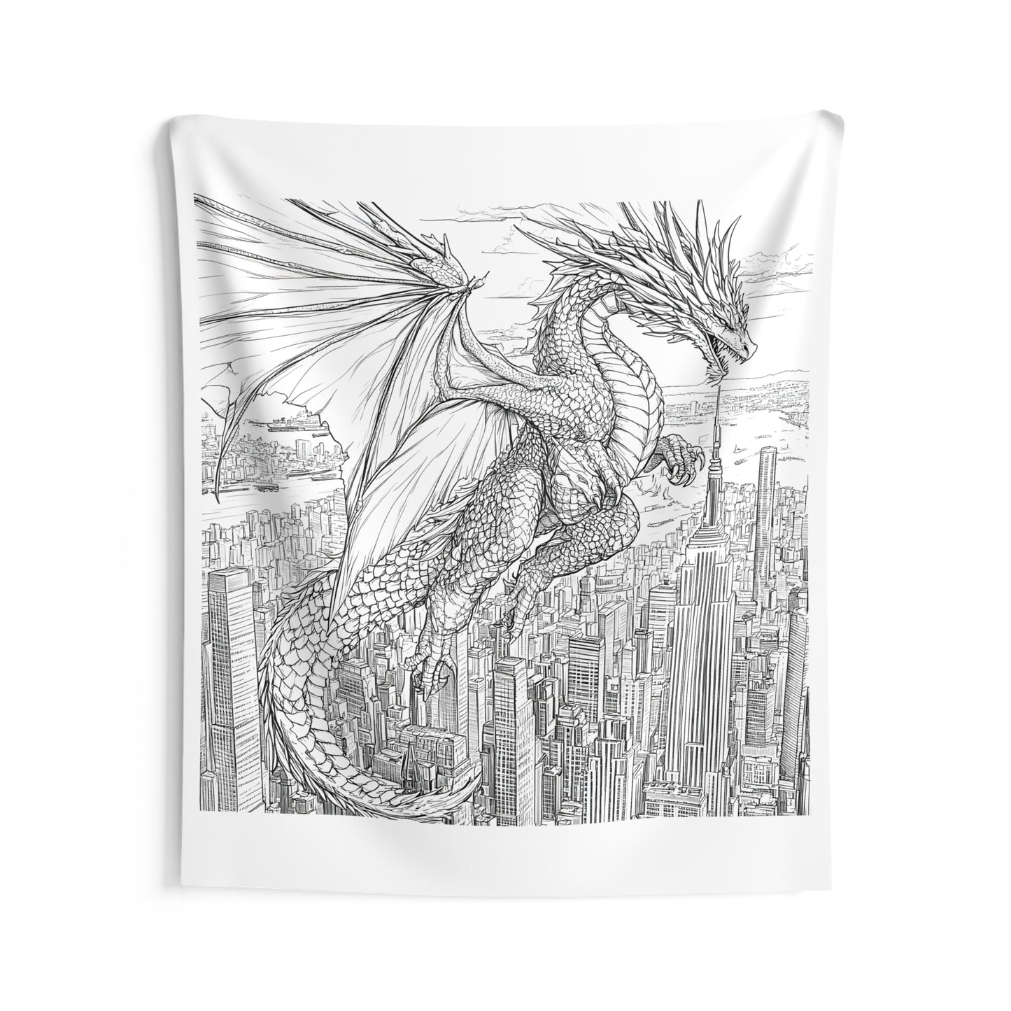 Indoor Wall Tapestries Coloring Kit with 10 Fabric Markers - Dragon