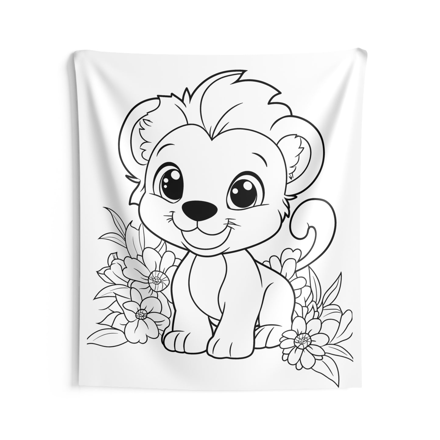 Indoor Wall Tapestries Coloring Kit with 10 Fabric Markers - Cute Lion