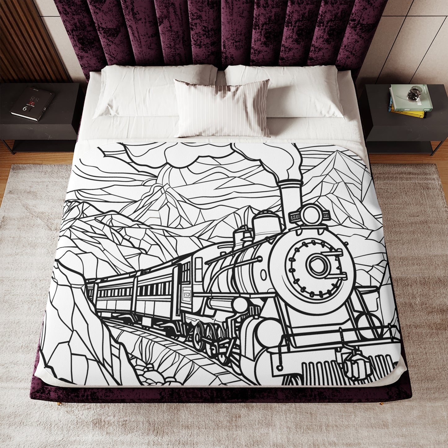 Blanket Coloring Kit with 10 Fabric Markers - Steam Train