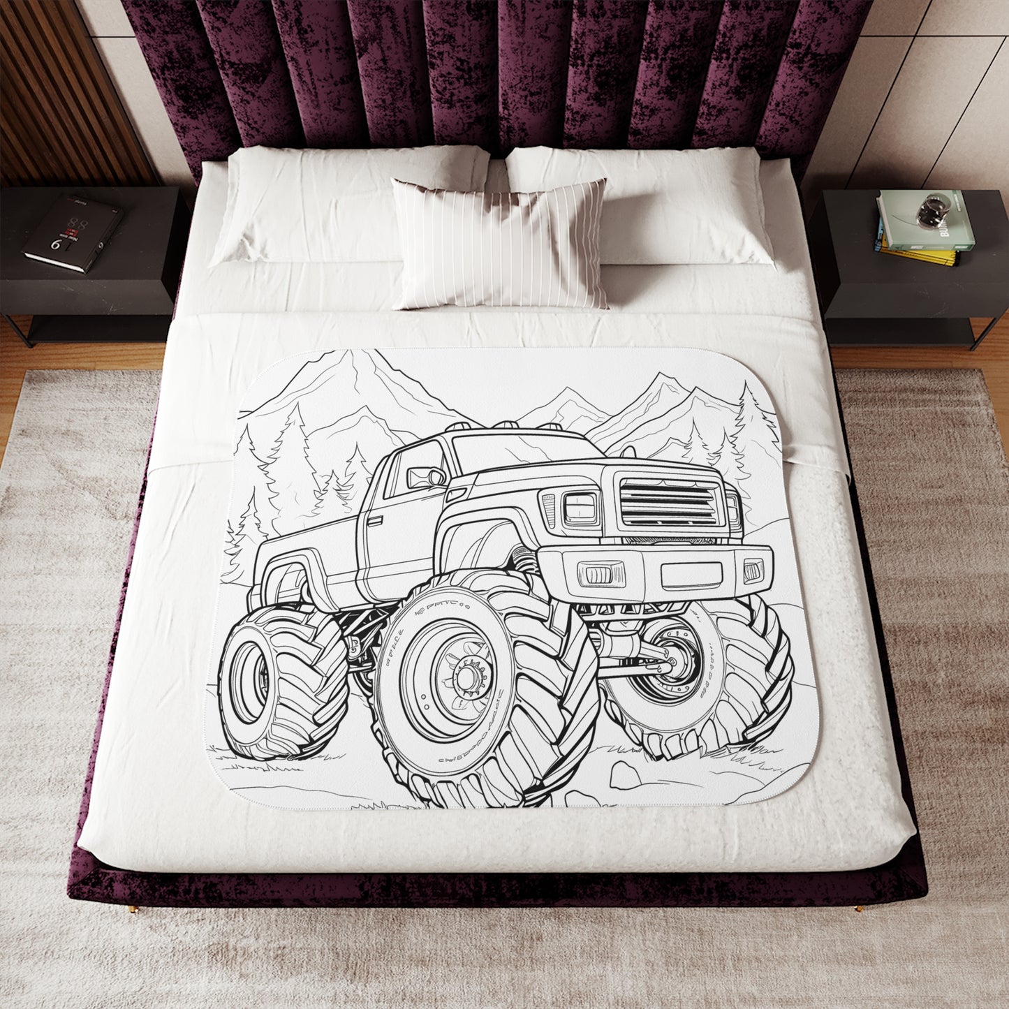 Blanket Coloring Kit with 10 Fabric Markers - Off-roading Monster Truck