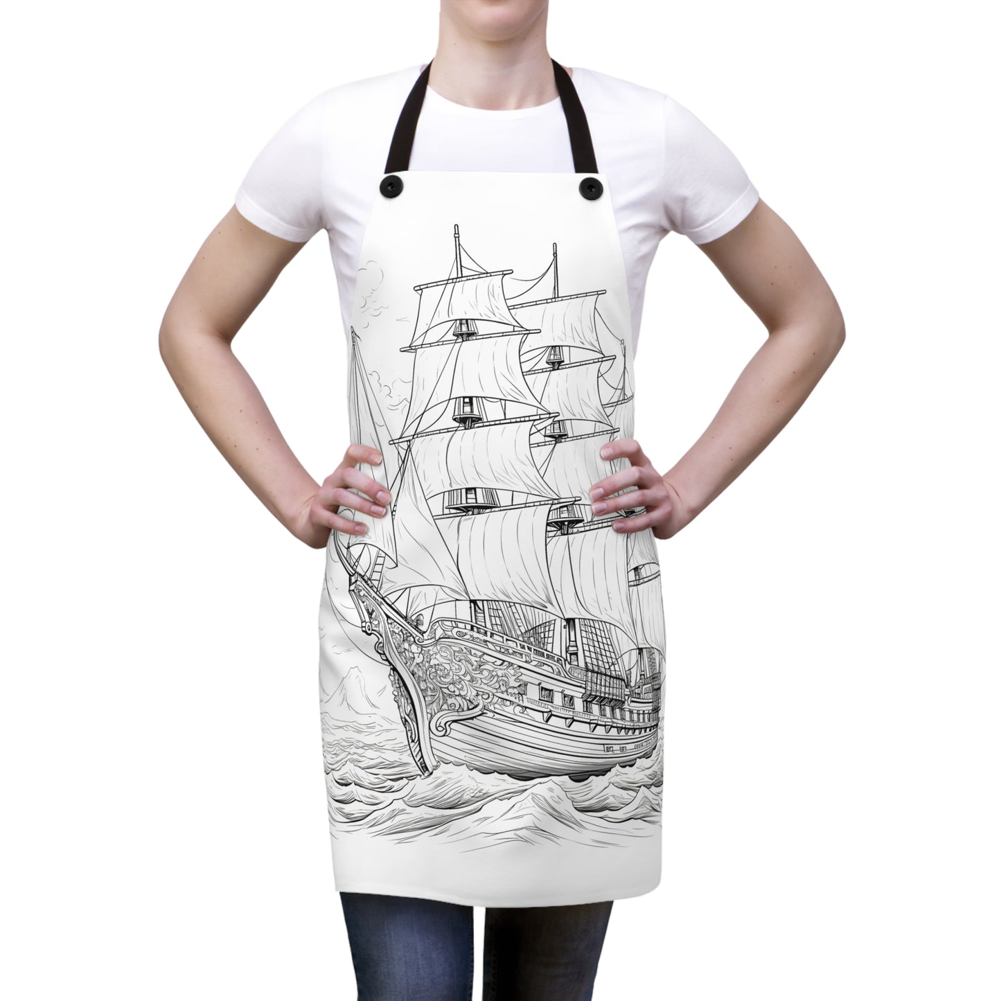 Apron Coloring Kit with 10 Fabric Markers - Sailing Ship