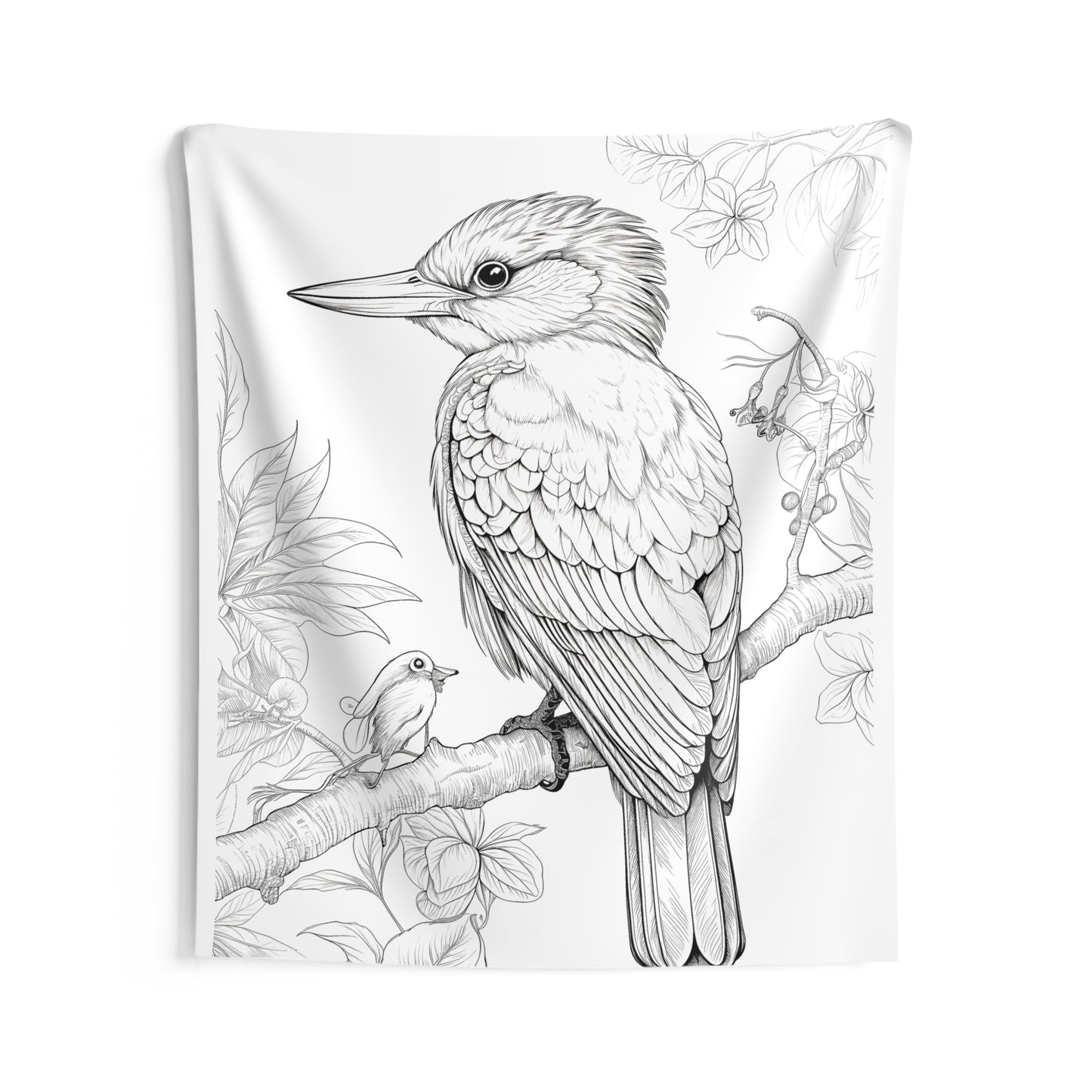 Indoor Wall Tapestries Coloring Kit with 10 Fabric Markers - Birds on Branch