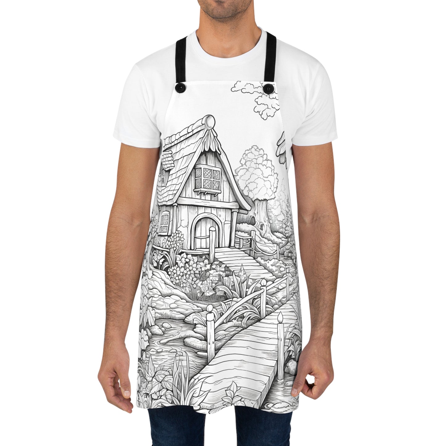 Apron Coloring Kit with 10 Fabric Markers - Fairy Tale Cottage