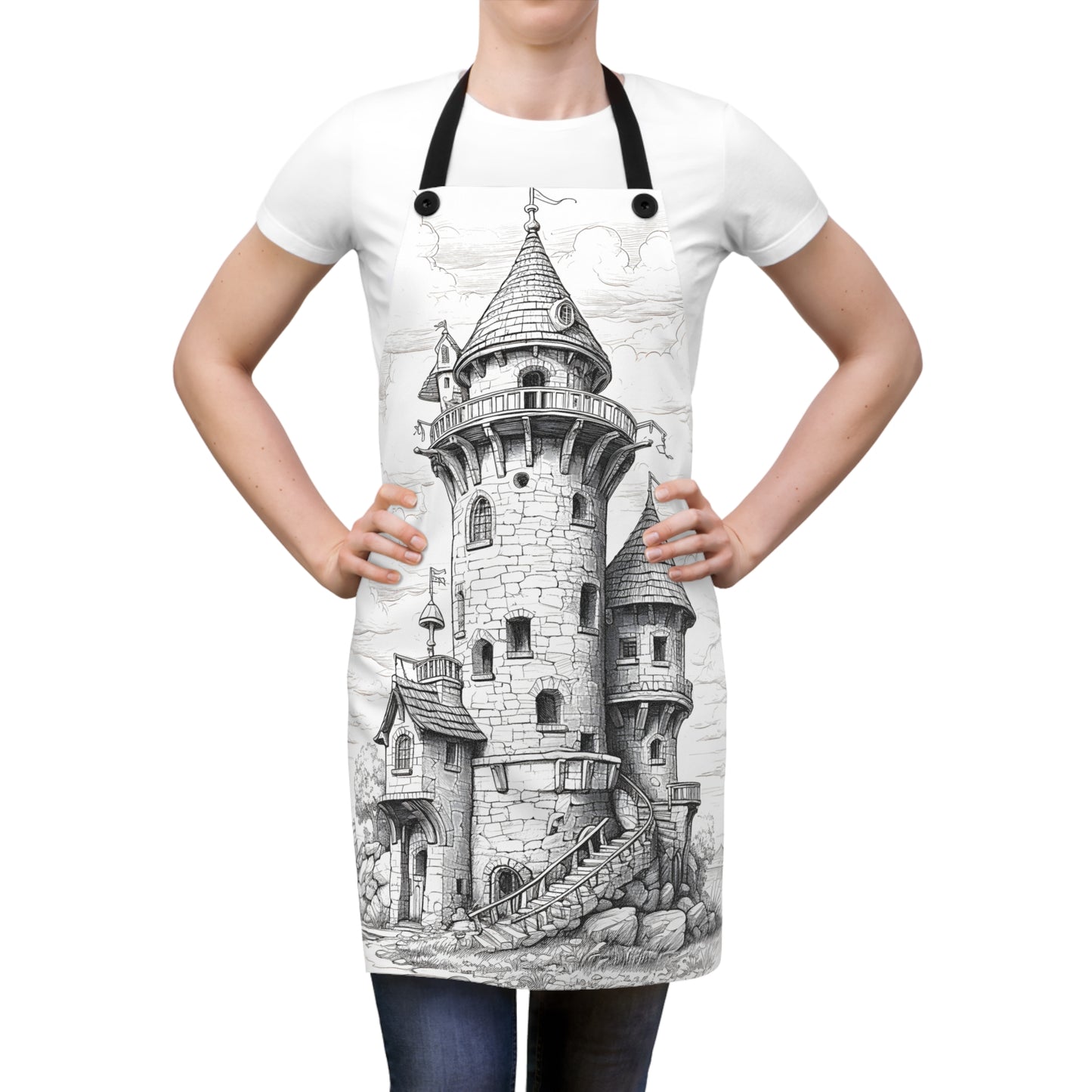 Apron Coloring Kit with 10 Fabric Markers - Medieval Tower