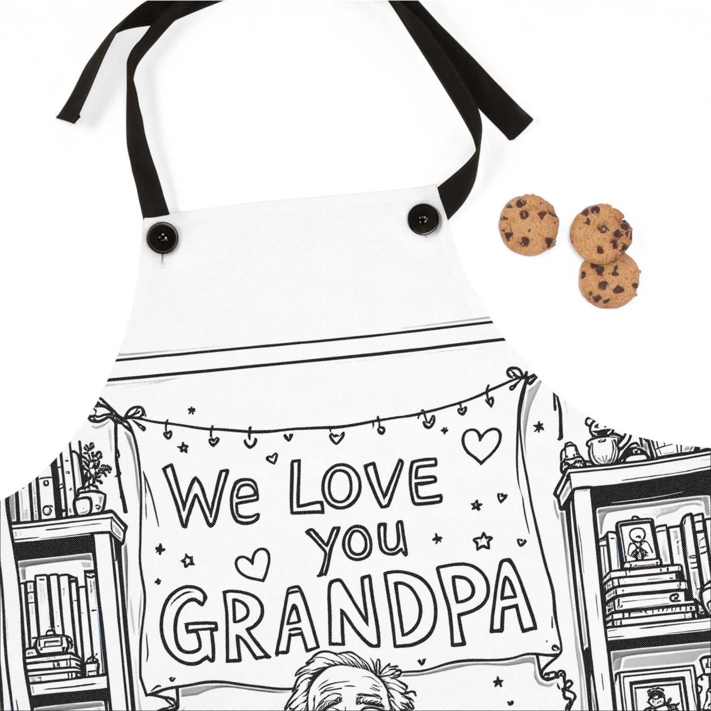 Apron Coloring Kit with 10 Fabric Markers - Grandpa with Grandchildren