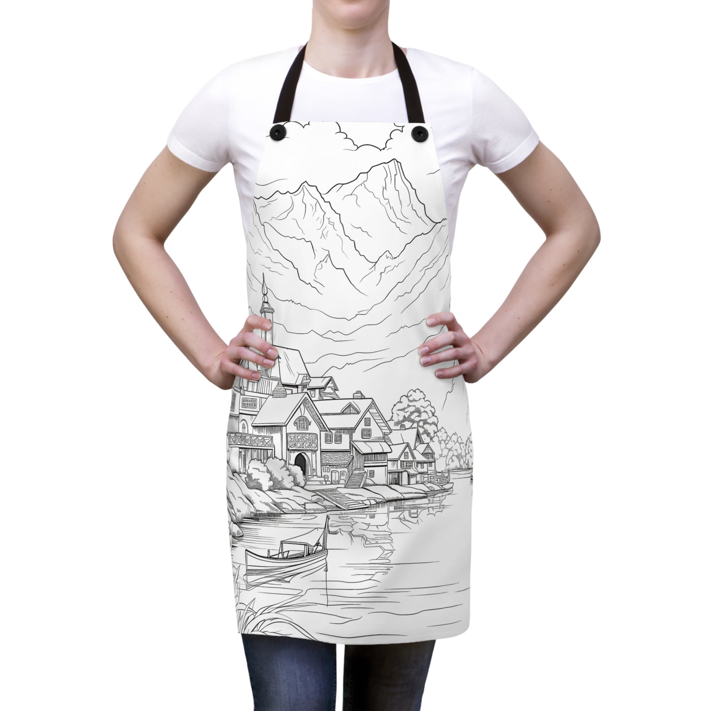 Apron Coloring Kit with 10 Fabric Markers - Mountain Village