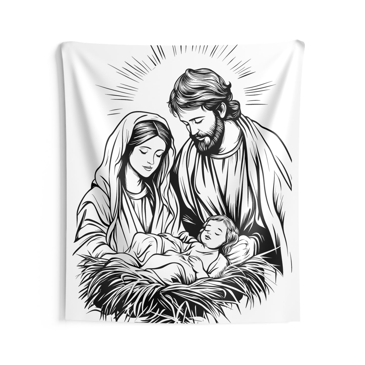 Indoor Wall Tapestries Coloring Kit with 10 Fabric Markers - Holy Family