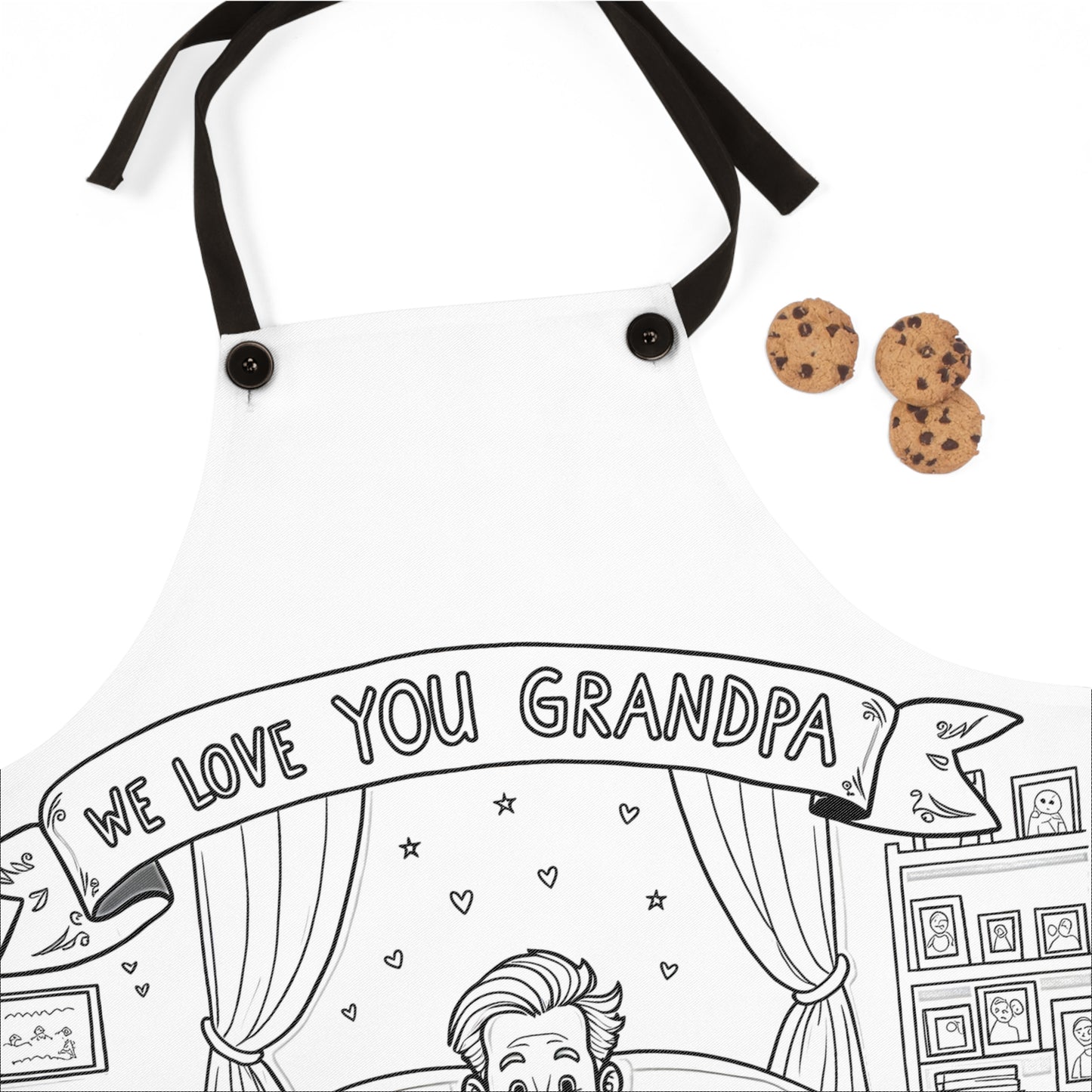 Apron Coloring Kit with 10 Fabric Markers - Grandpa with Kids