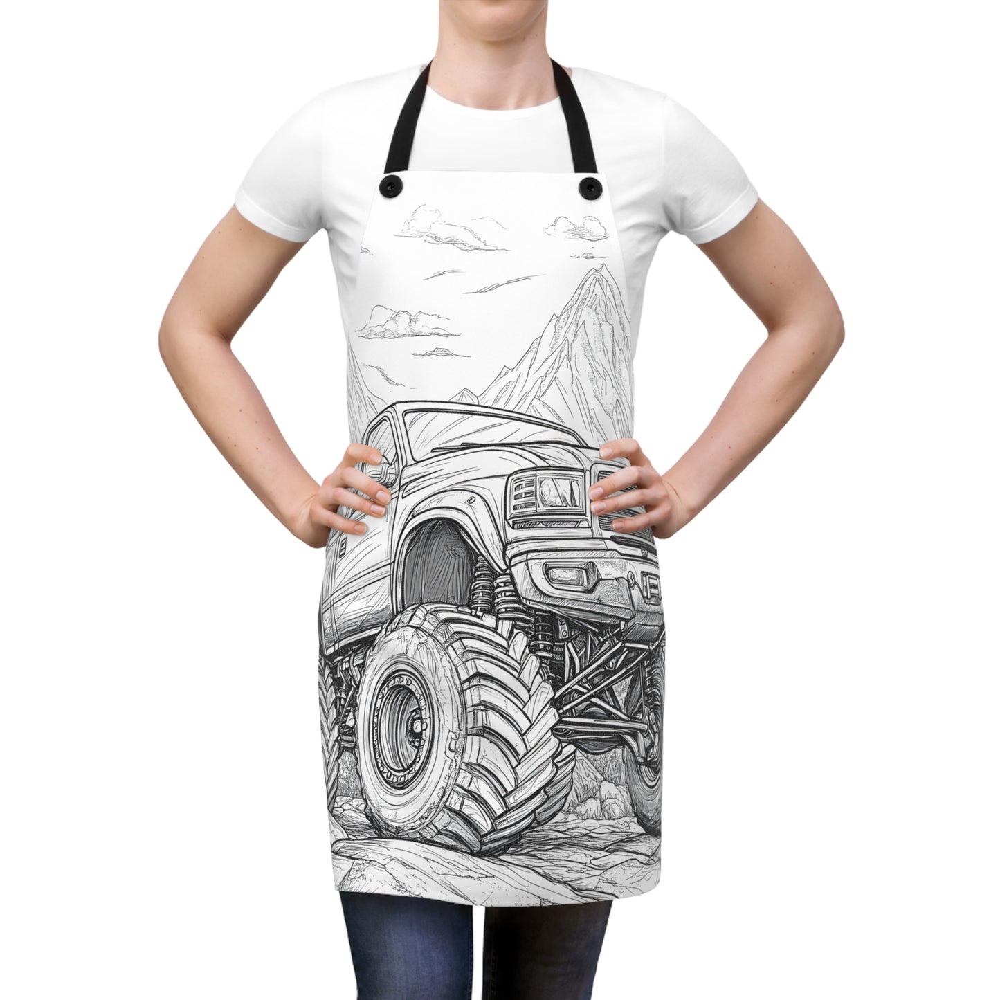 Apron Coloring Kit with 10 Fabric Markers - Monster Truck