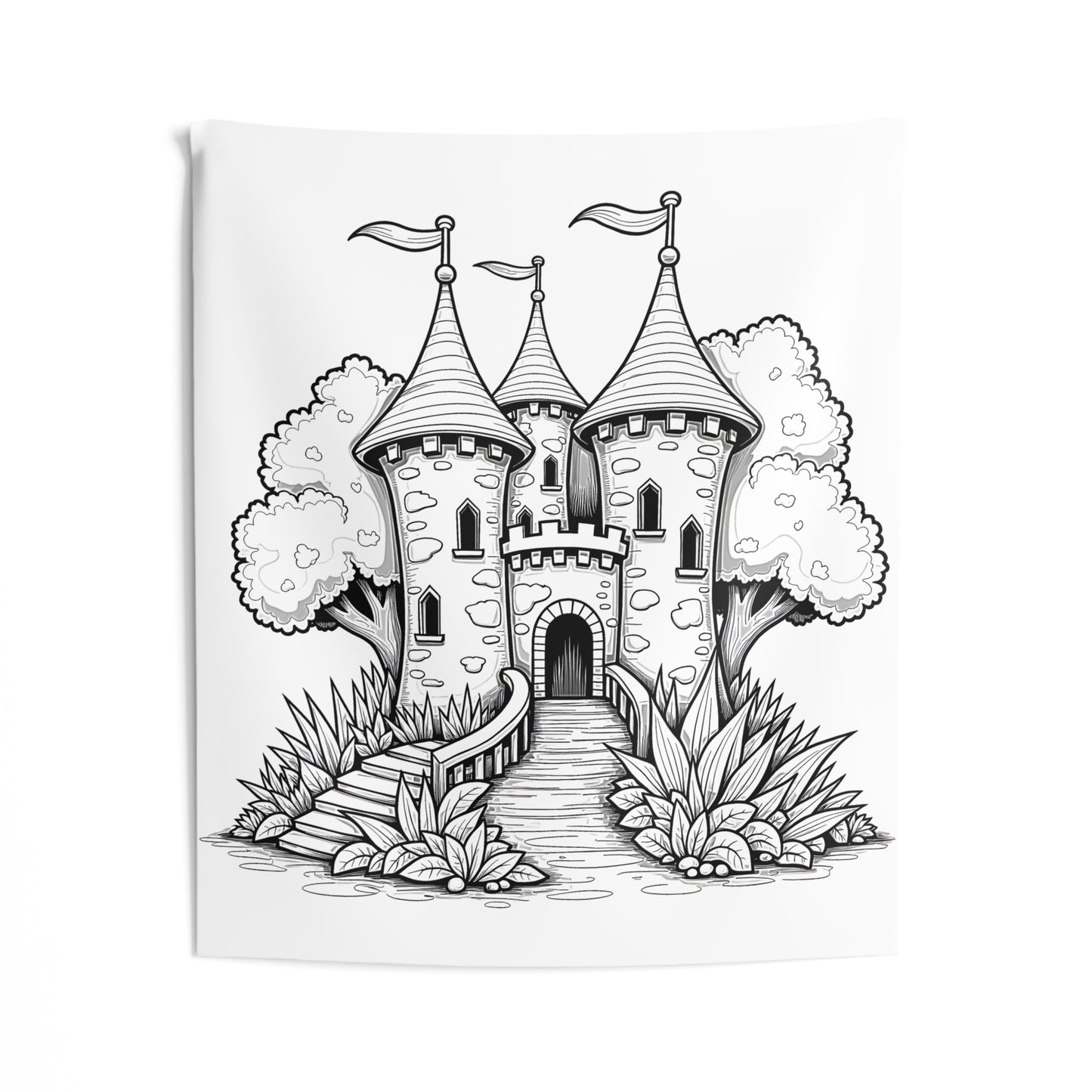 Indoor Wall Tapestries Coloring Kit with 10 Fabric Markers - Fantasy Castle