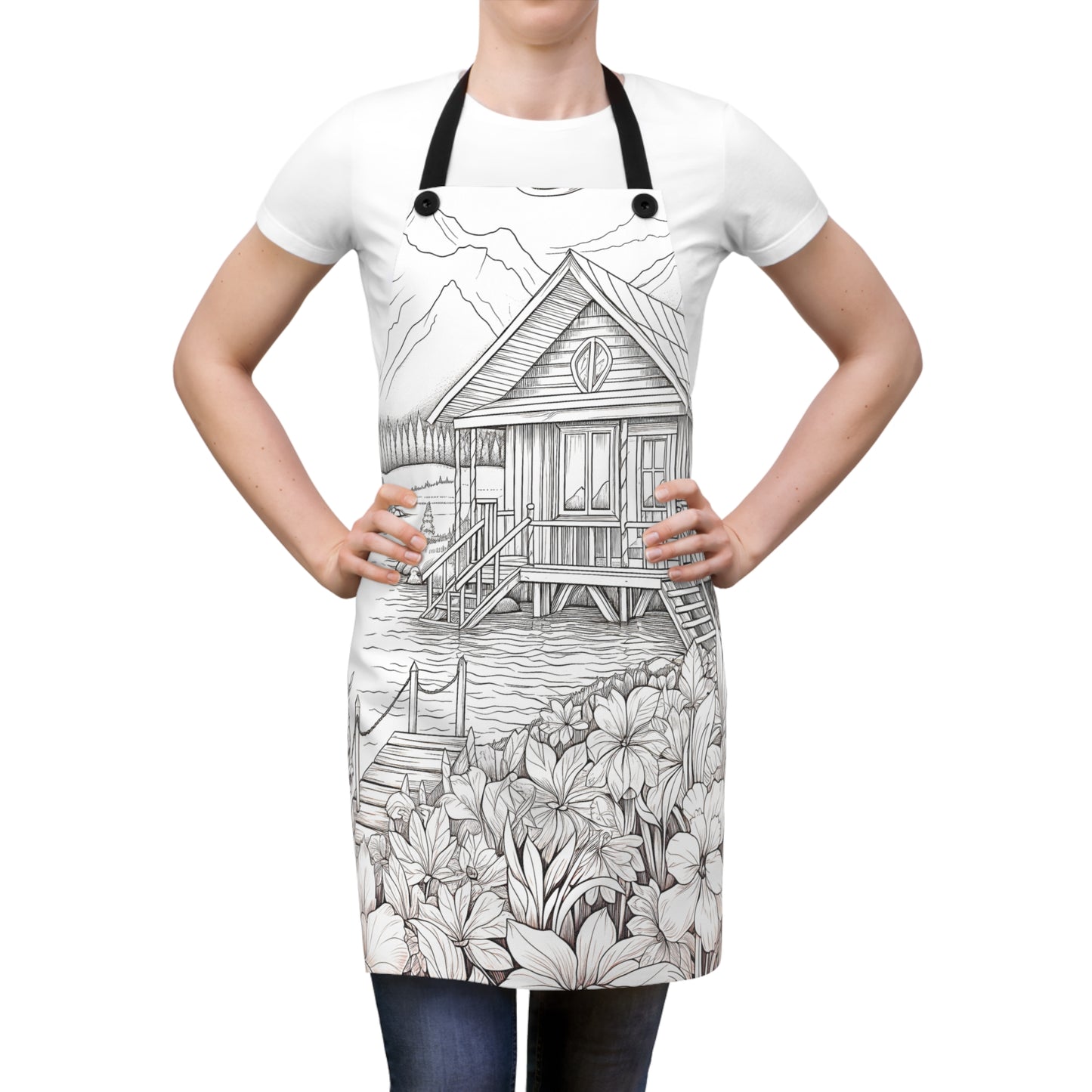 Apron Coloring Kit with 10 Fabric Markers - Mountain Cabin