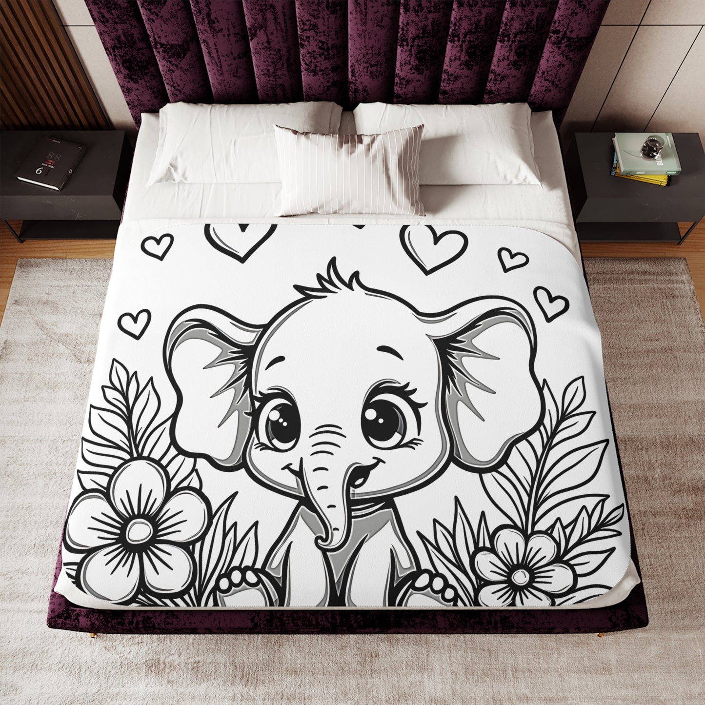 Blanket Coloring Kit with 10 Fabric Markers - Cute Elephant