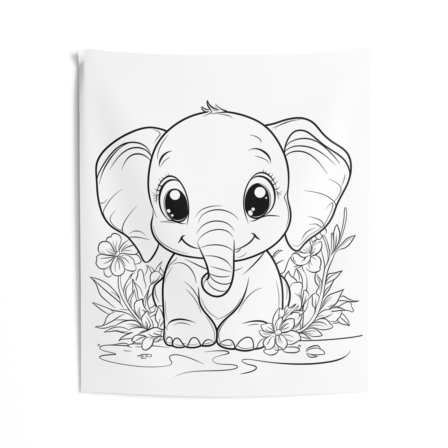 Indoor Wall Tapestries Coloring Kit with 10 Fabric Markers - Baby Elephant