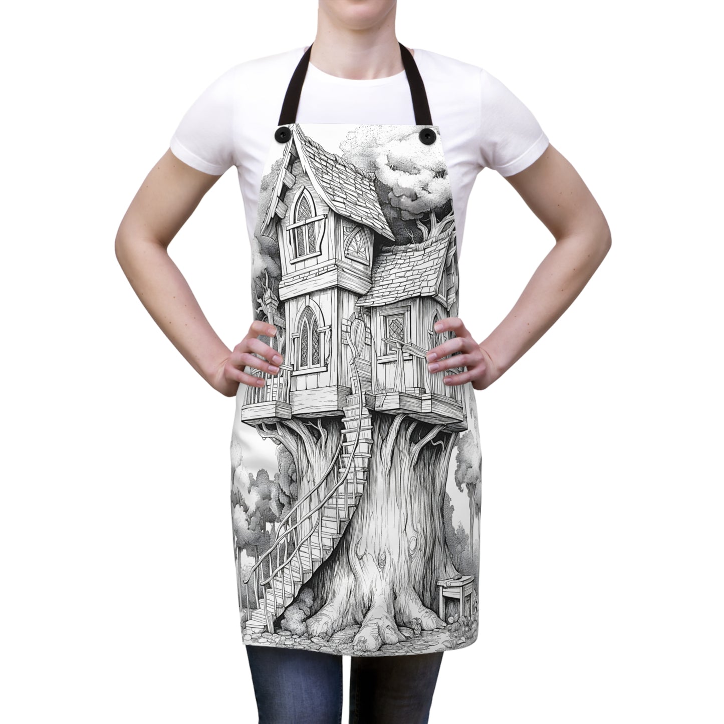 Apron Coloring Kit with 10 Fabric Markers - Fairy-tale Treehouse