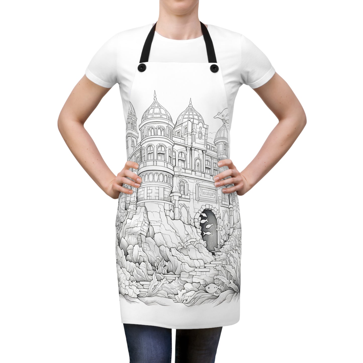 Apron Coloring Kit with 10 Fabric Markers - Underwater Castle