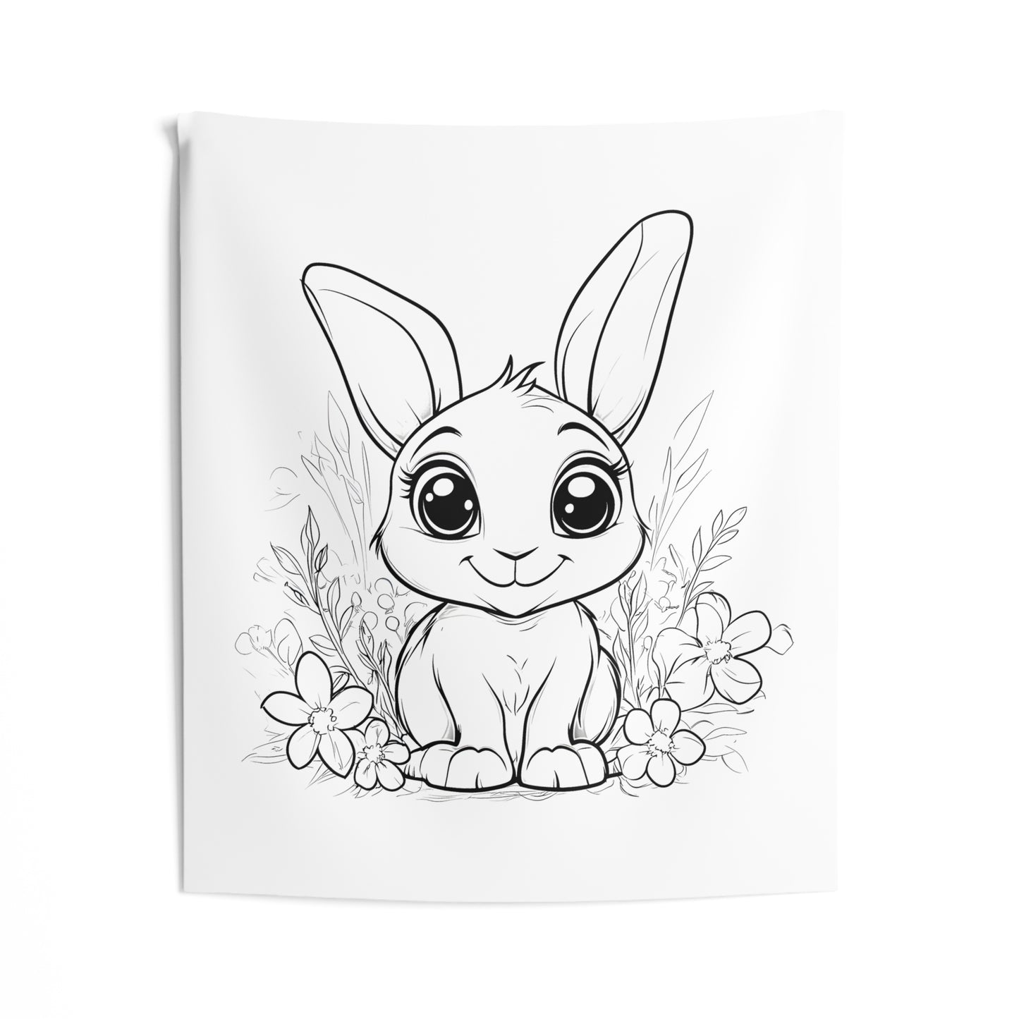 Indoor Wall Tapestries Coloring Kit with 10 Fabric Markers - Cute Bunny