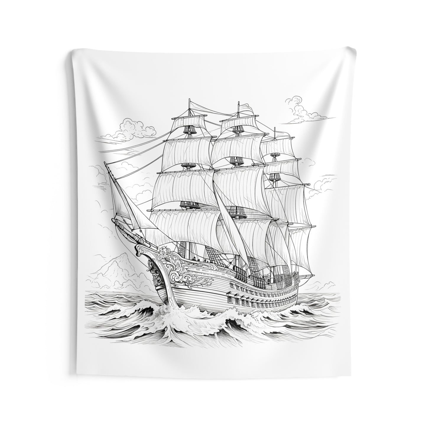 Indoor Wall Tapestries Coloring Kit with 10 Fabric Markers - Sailing Ship