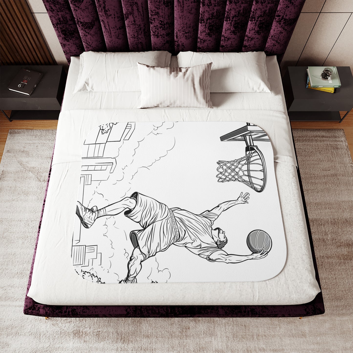 Blanket Coloring Kit with 10 Fabric Markers - Basketball