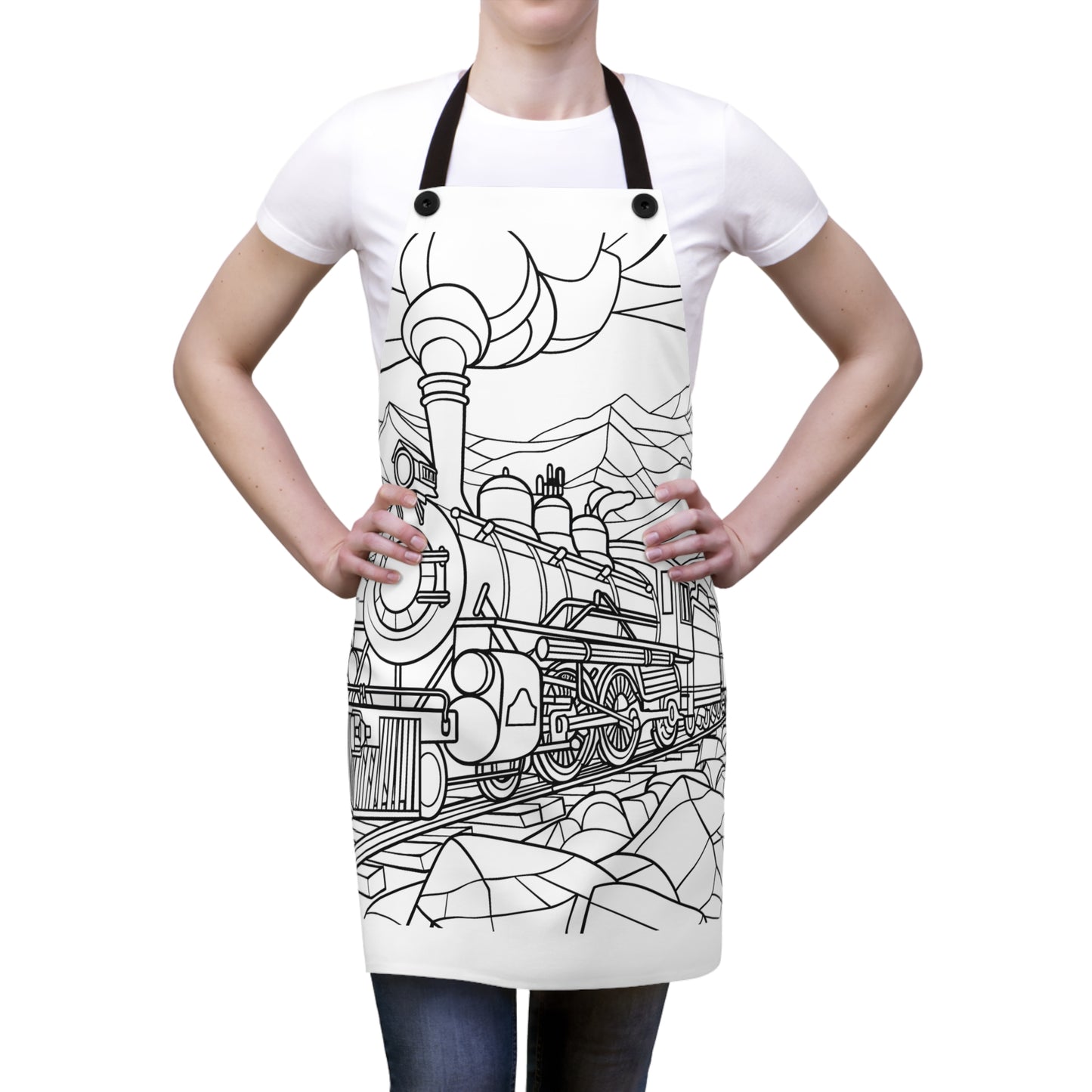 Apron Coloring Kit with 10 Fabric Markers - Steam Locomotive