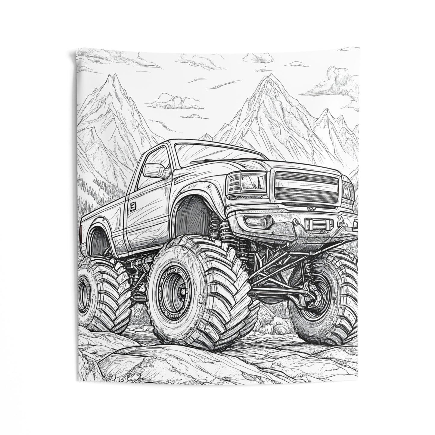 Indoor Wall Tapestries Coloring Kit with 10 Fabric Markers - Monster Truck