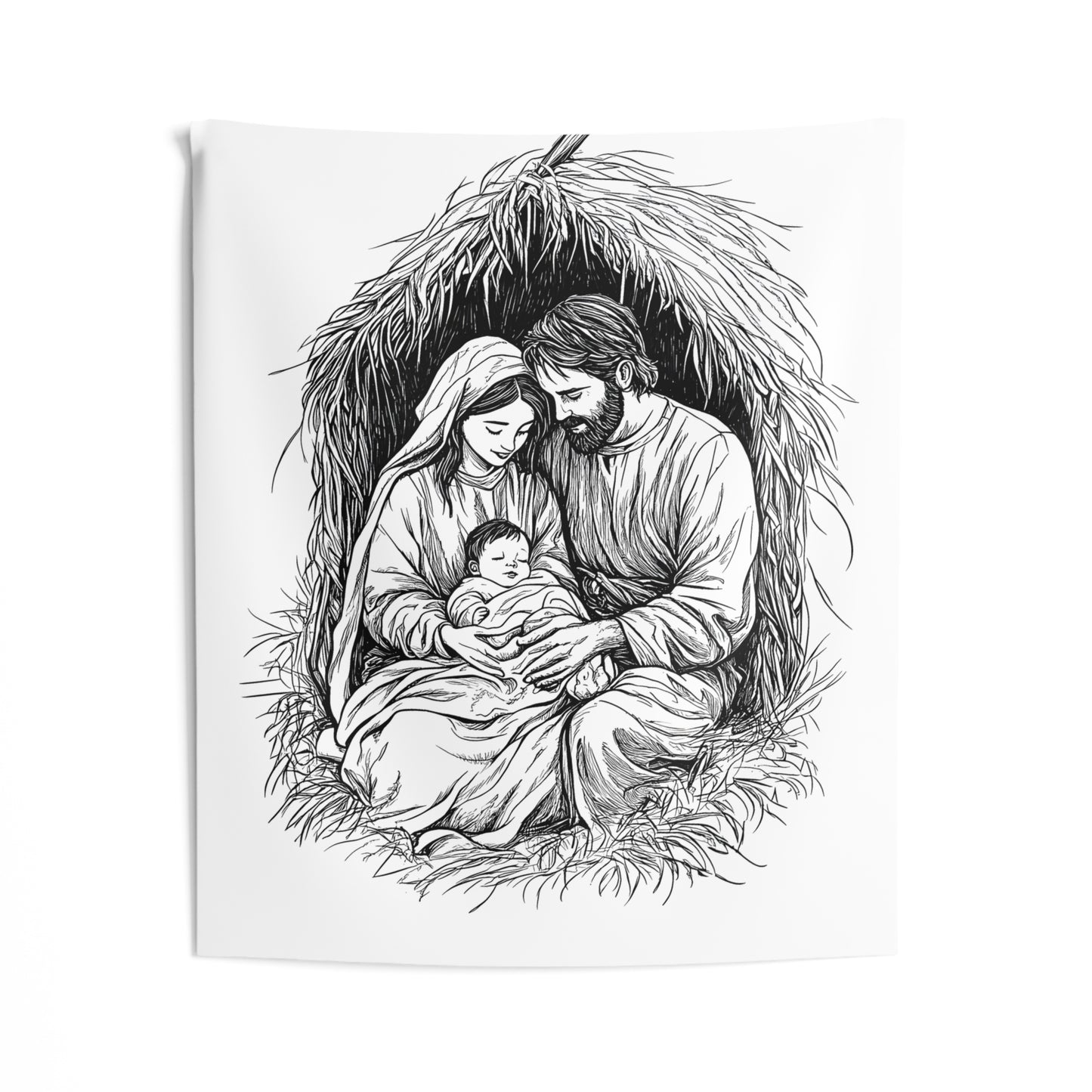 Indoor Wall Tapestries Coloring Kit with 10 Fabric Markers - Holy Family