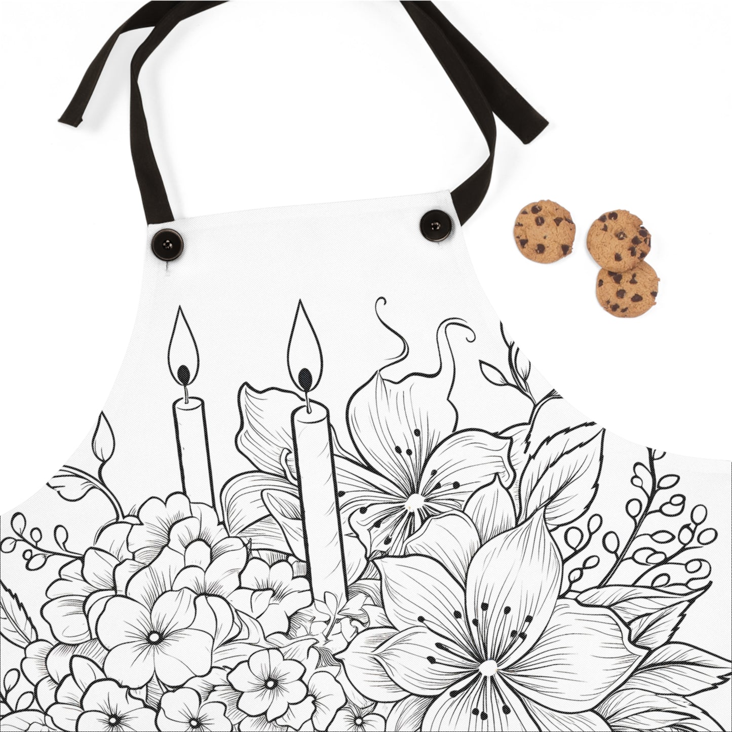 Apron Coloring Kit with 10 Fabric Markers - Birthday Cake with Flowers