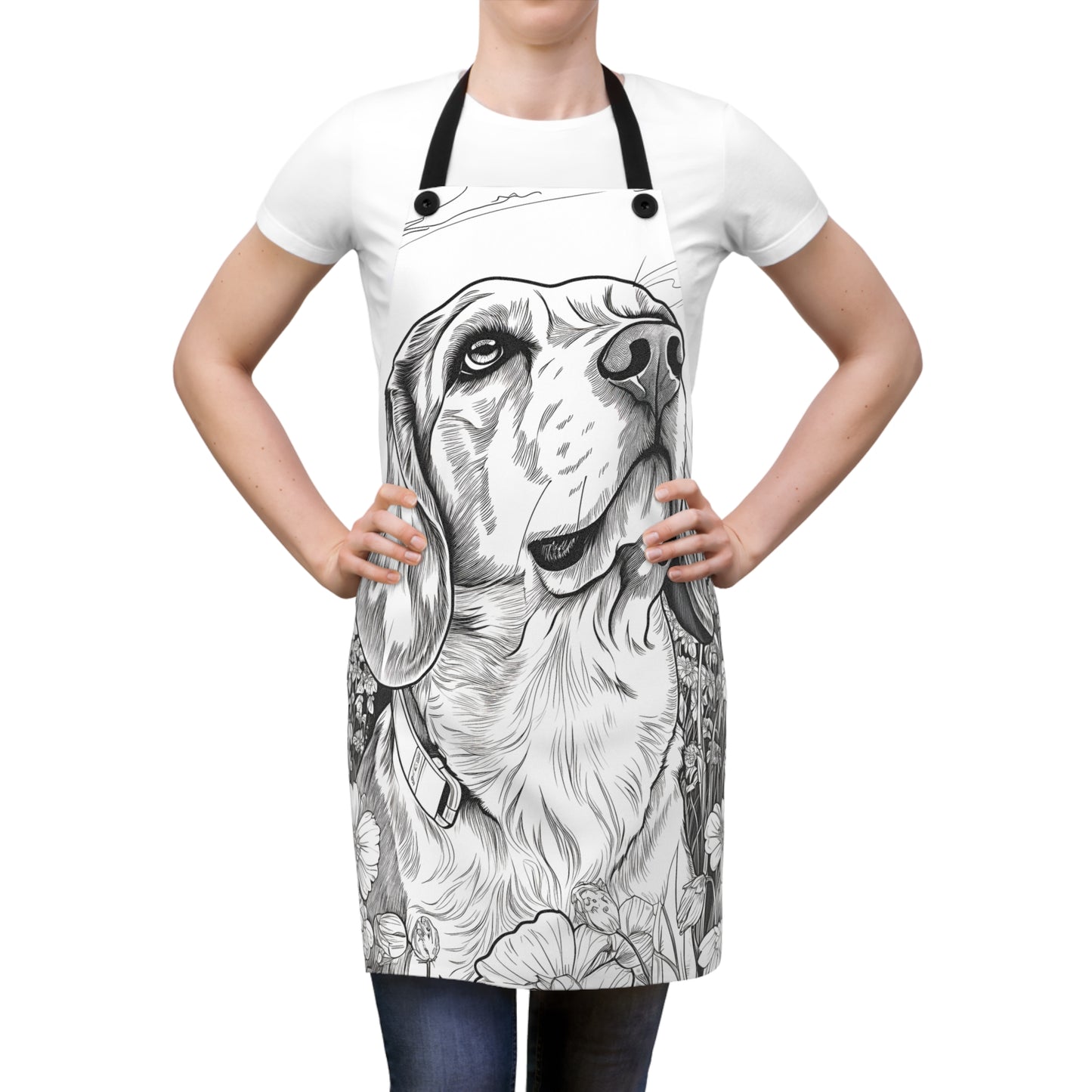 Apron Coloring Kit with 10 Fabric Markers - Dog in Meadow