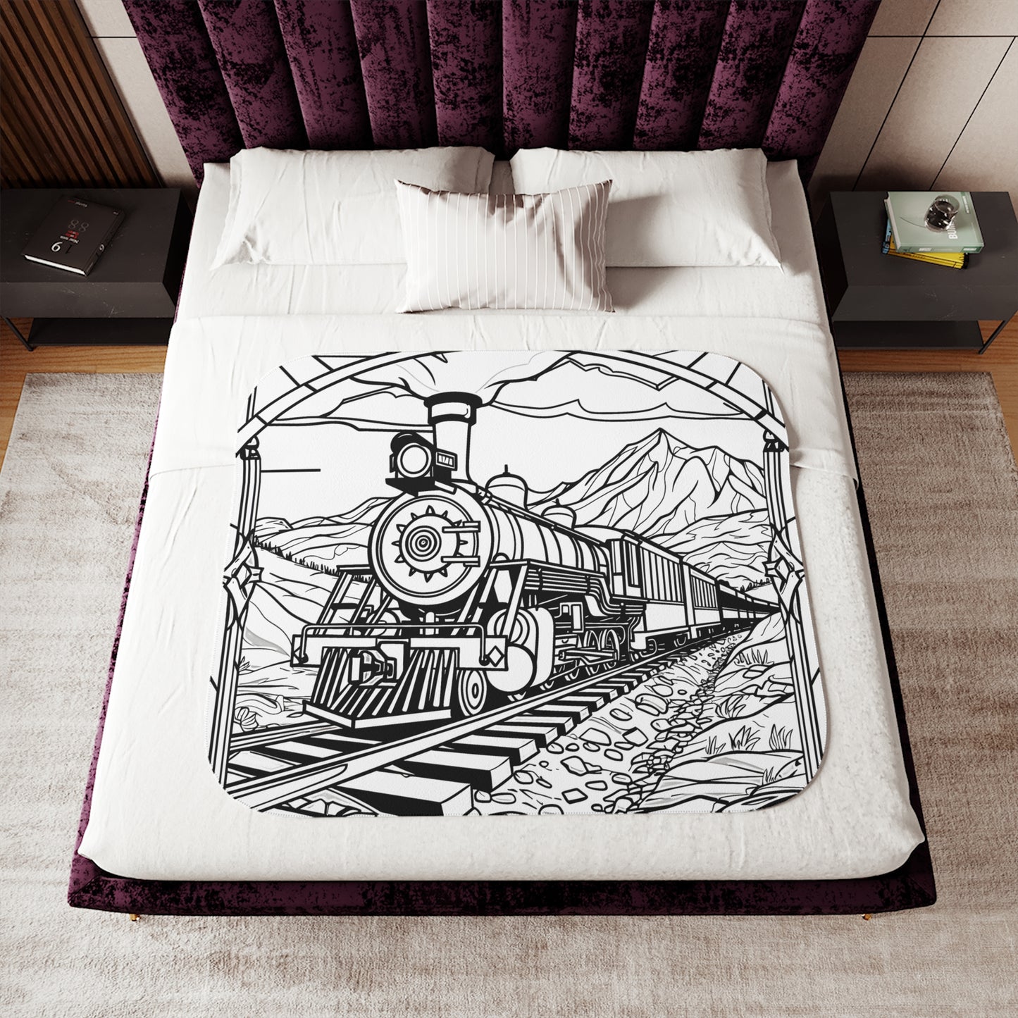 Blanket Coloring Kit with 10 Fabric Markers - Steam Engine