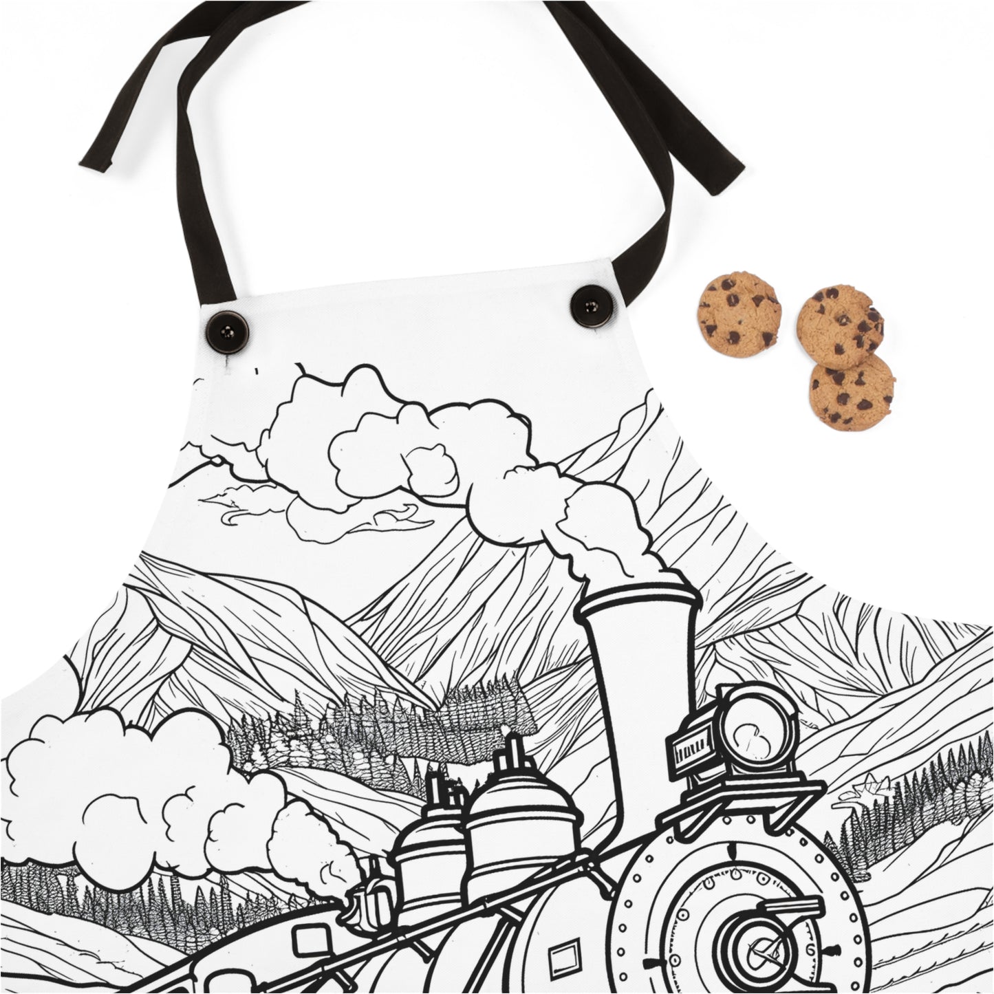 Apron Coloring Kit with 10 Fabric Markers - Steam Locomotive