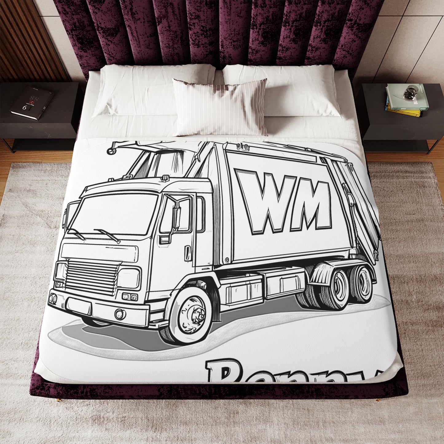 Blanket Coloring Kit with 10 Fabric Markers - Garbage Truck