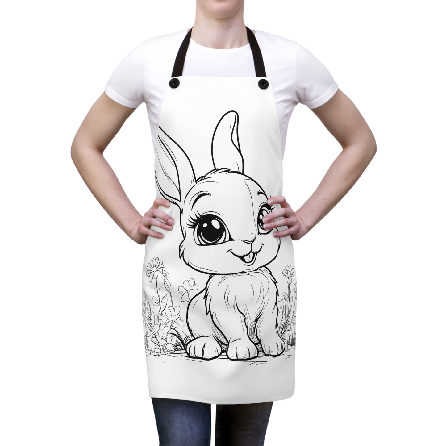 Apron Coloring Kit with 10 Fabric Markers - Cute Bunny