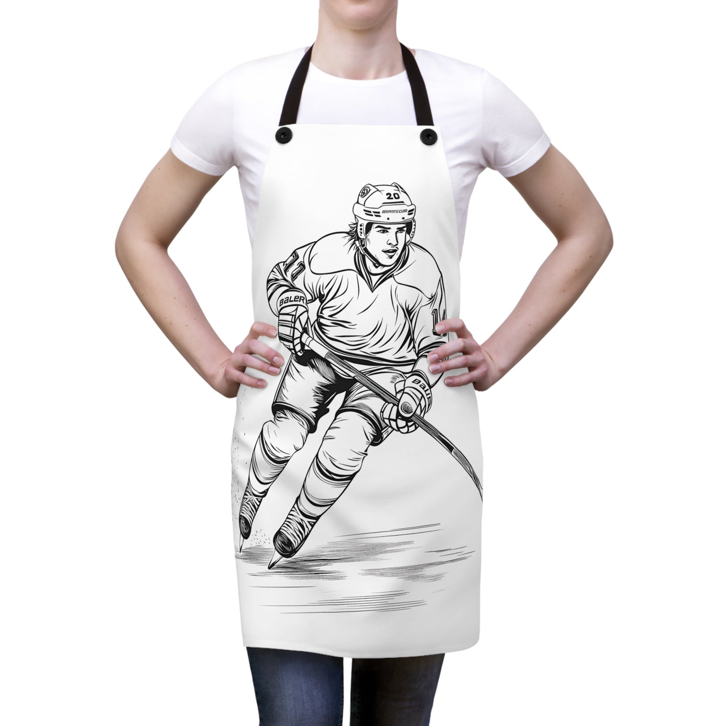 Apron Coloring Kit with 10 Fabric Markers - Ice Hockey Skater