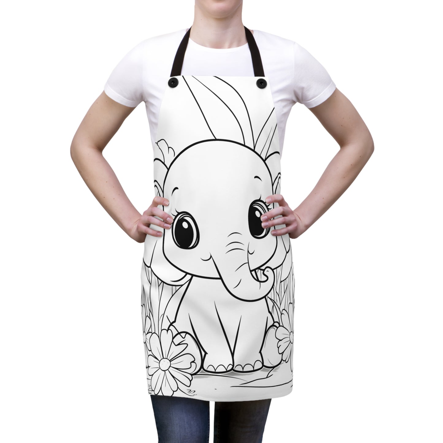 Apron Coloring Kit with 10 Fabric Markers - Baby Elephant