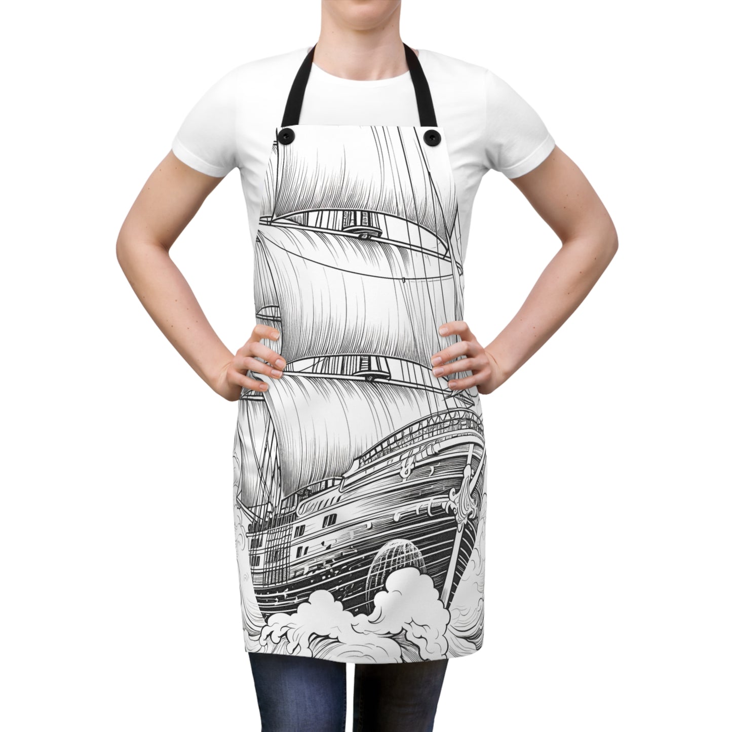 Apron Coloring Kit with 10 Fabric Markers - Old Ship